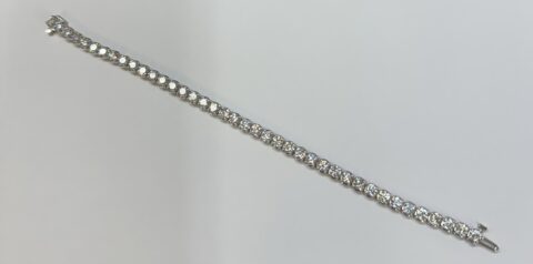 14k White Gold Genuine Lab Grown 10.00 Carat Round Brilliant Cut Diamond Tennis Bracelet
