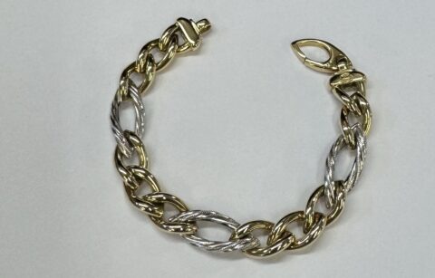 18k 2tone Open Oval Link Bracelet From Italy