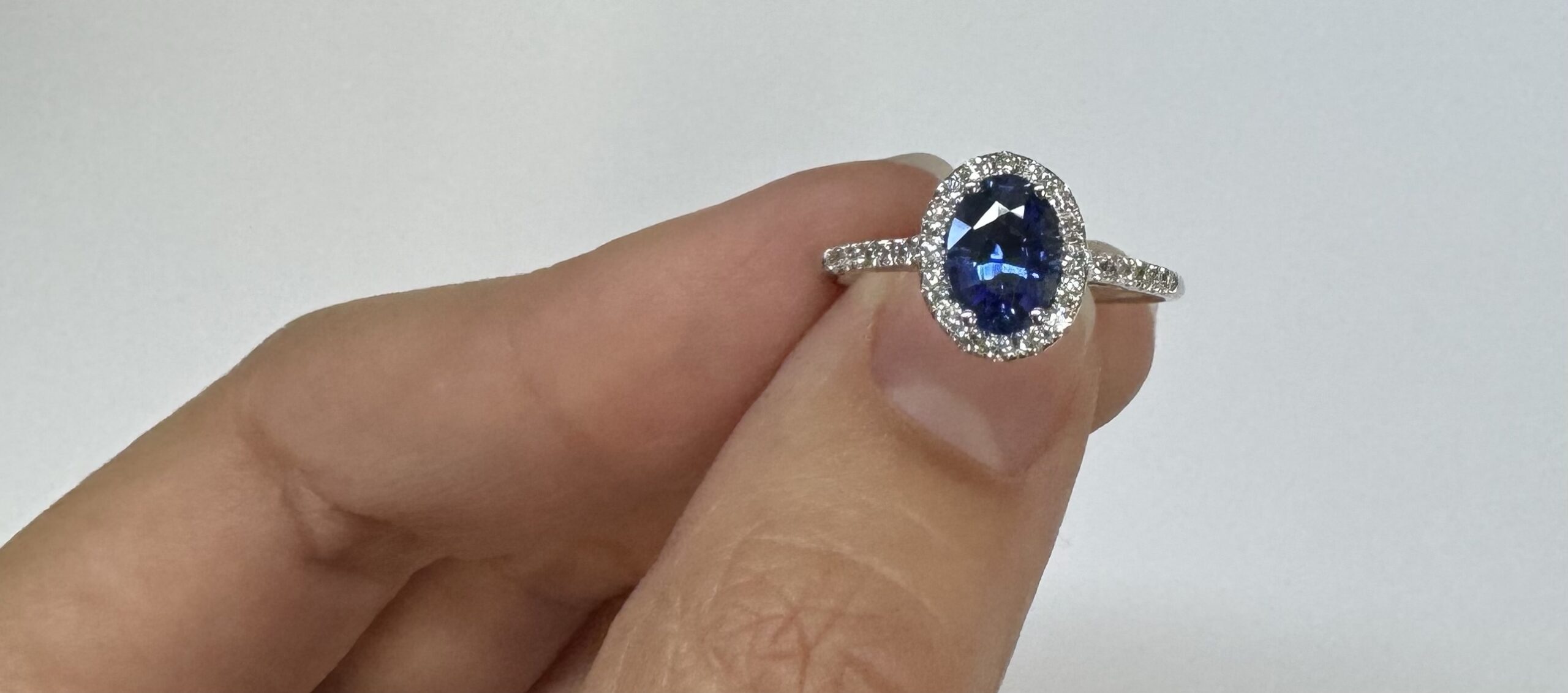 14k White Gold Genuine 1.20 Cttw Ceylon Sapphire & Diamond Halo Ring - Image 13