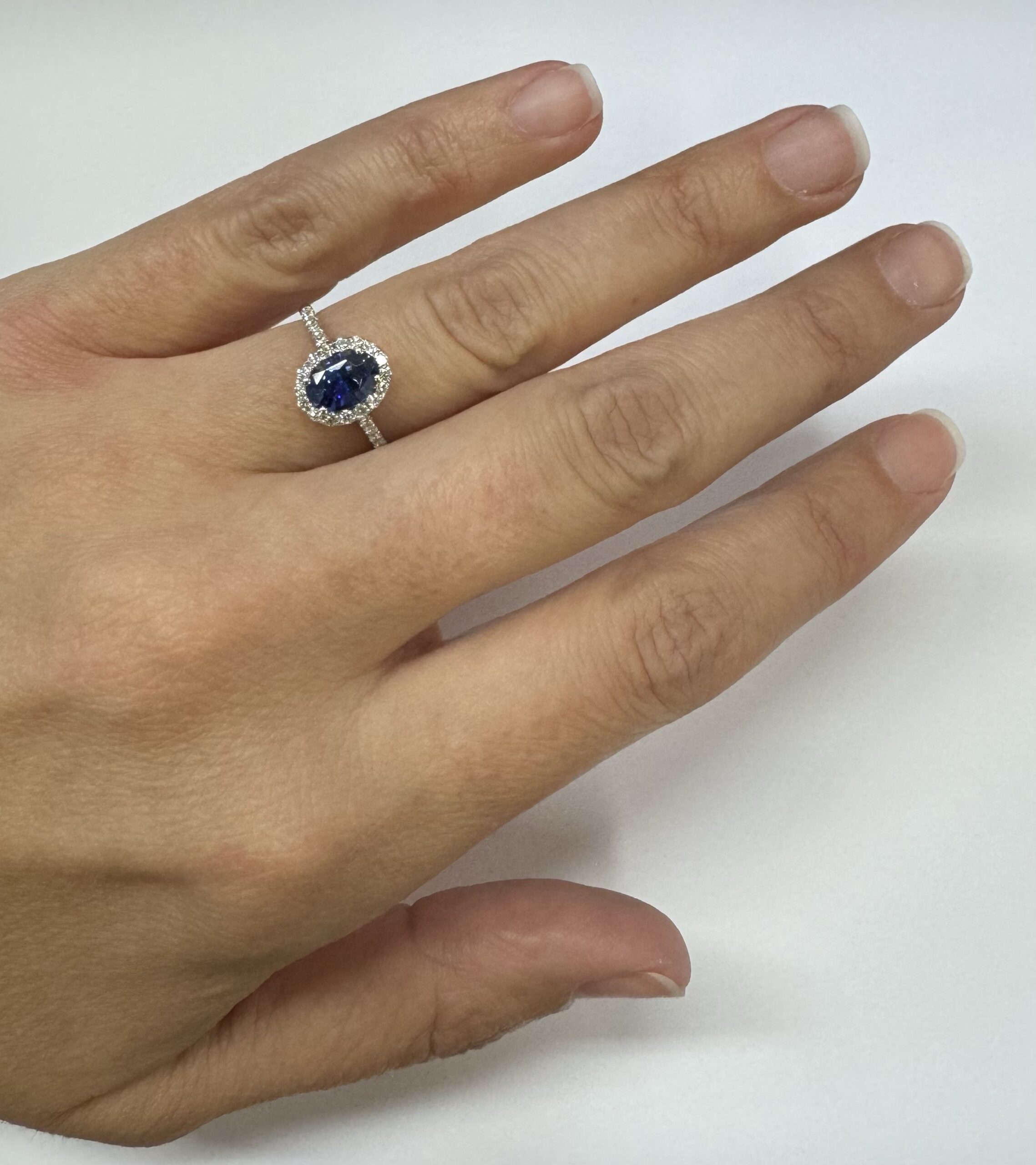 14k White Gold Genuine 1.20 Cttw Ceylon Sapphire & Diamond Halo Ring - Image 27