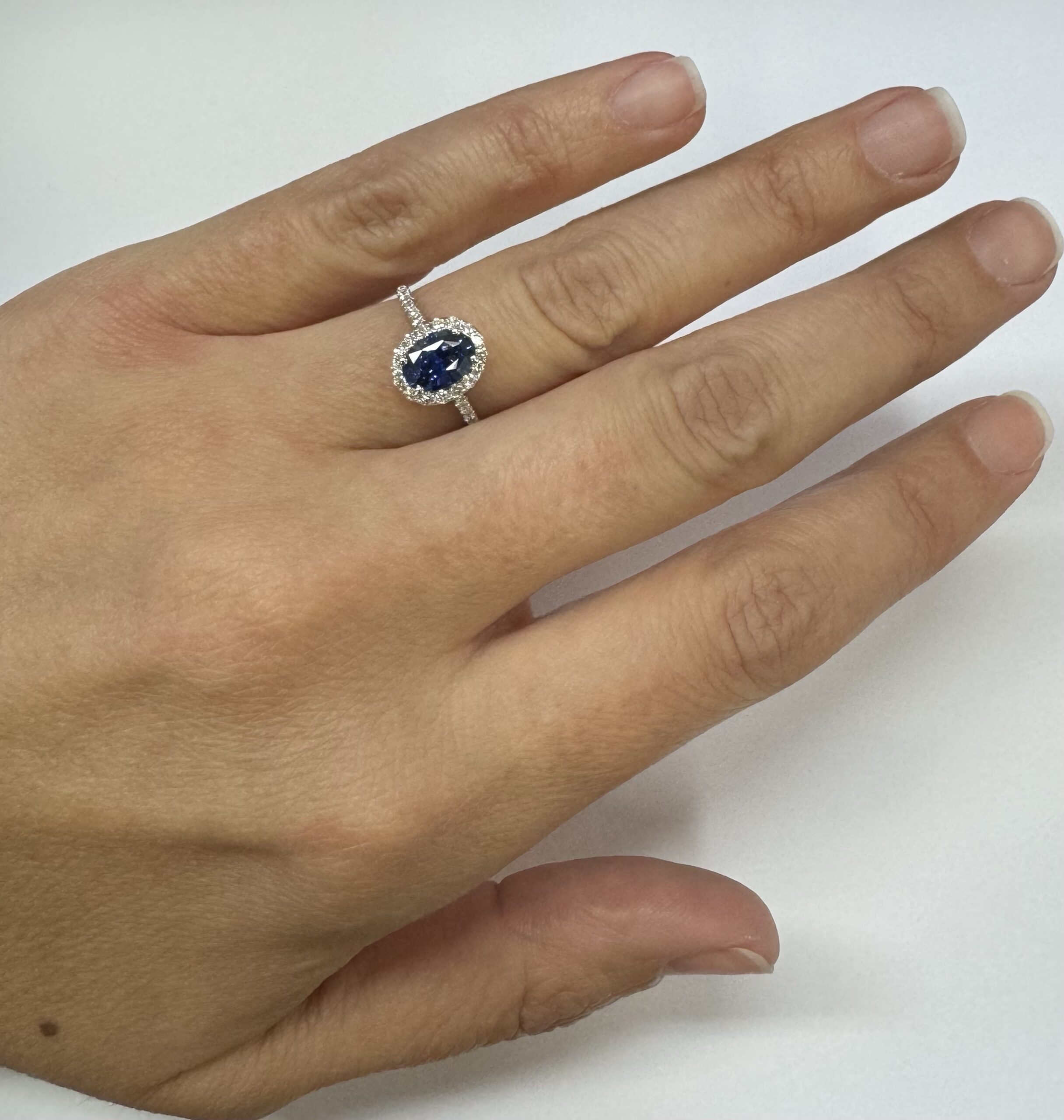 14k White Gold Genuine 1.20 Cttw Ceylon Sapphire & Diamond Halo Ring - Image 28