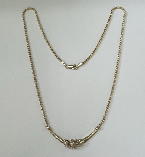 Vintage 14k Yellow Gold Genuine .60 Cttw Diamond Necklace