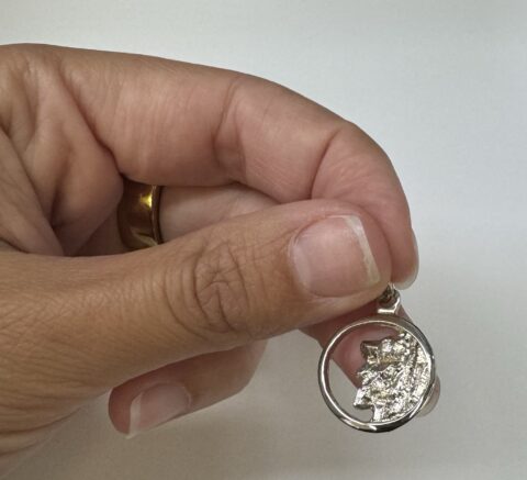 14k White Gold Old Man in the Mountain Charm