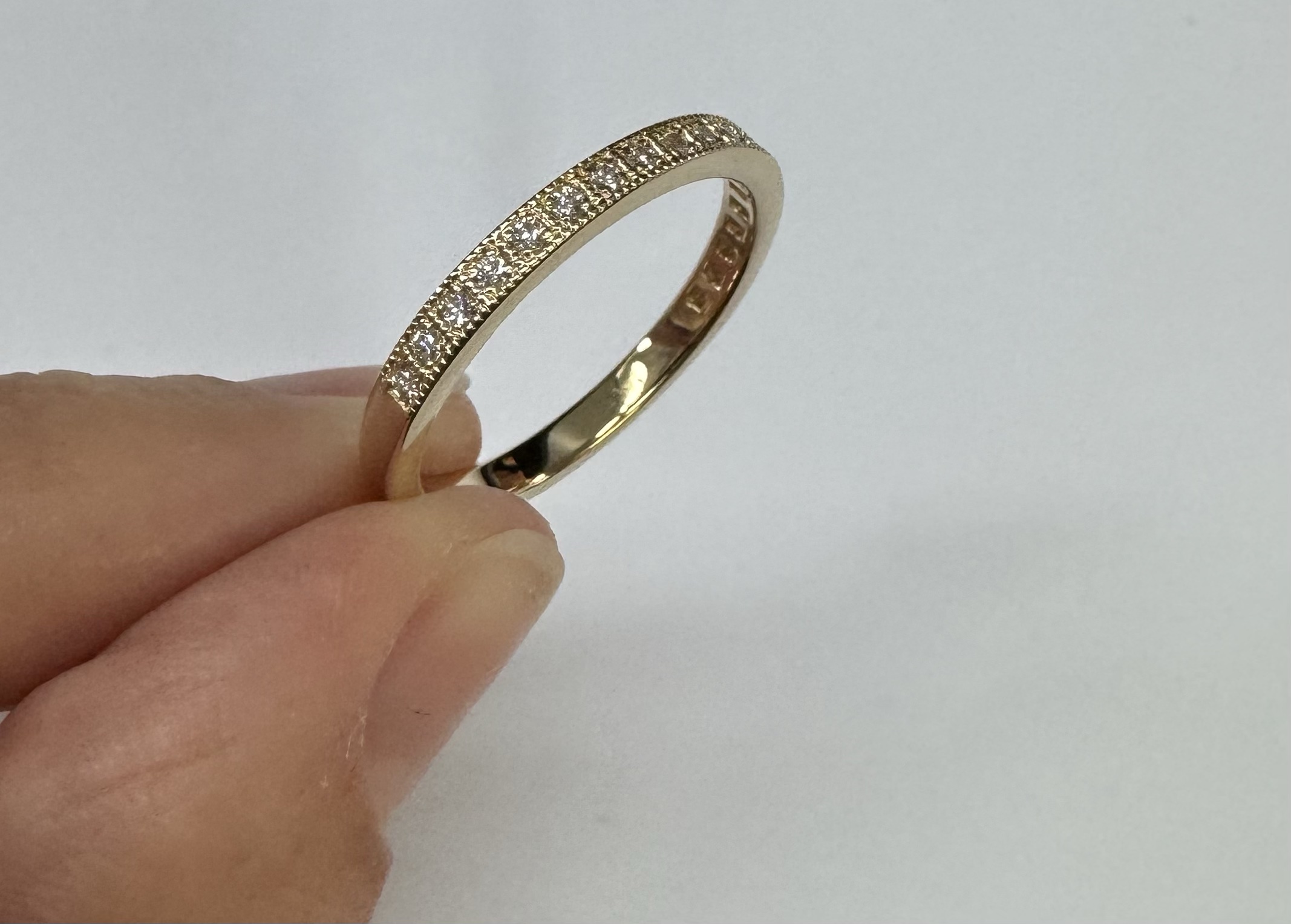 14k Yellow Gold 19 Stone .13 Cttw Round Brilliant Cut Diamond Pave' Band - Image 13