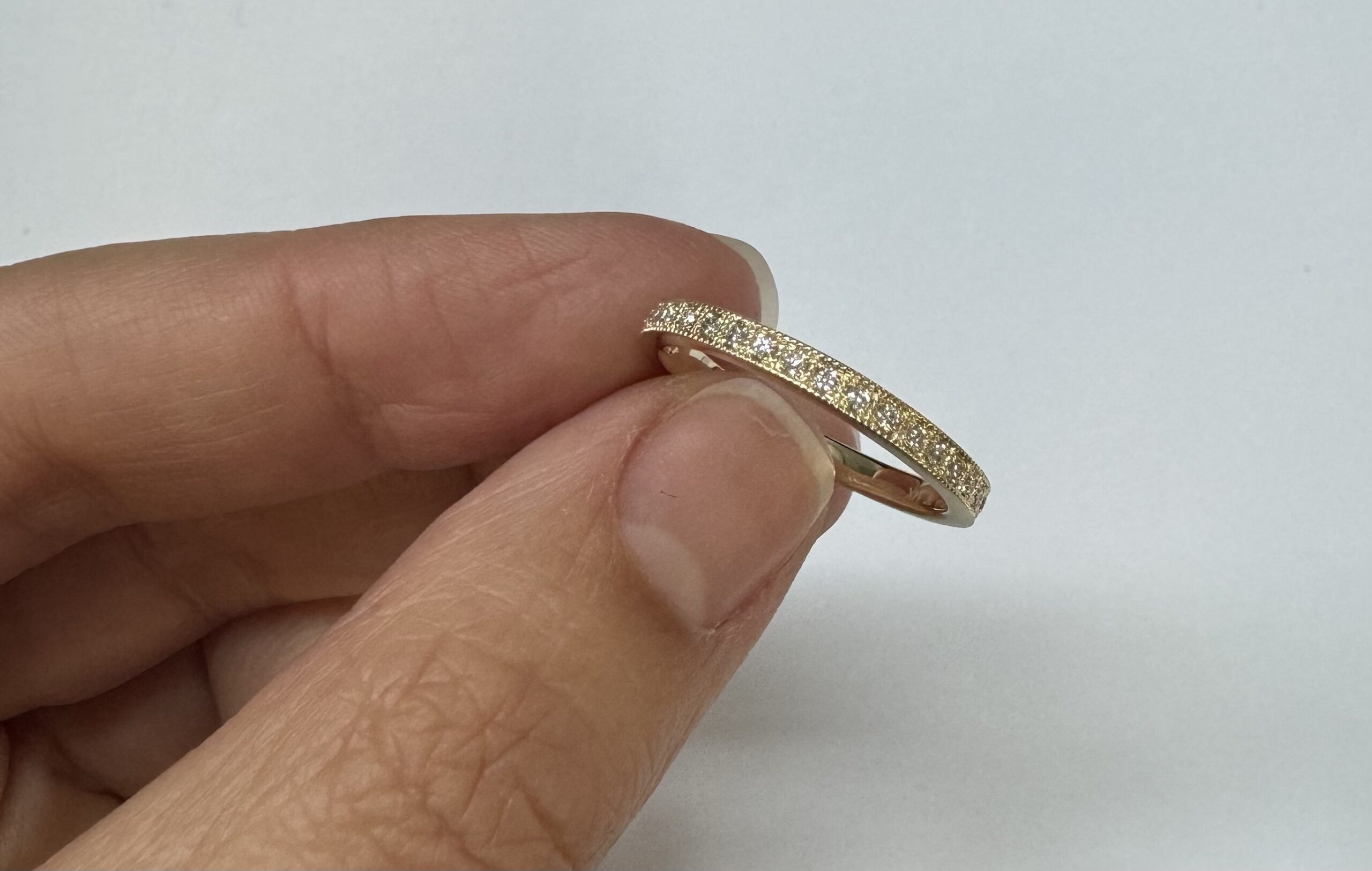 14k Yellow Gold 19 Stone .13 Cttw Round Brilliant Cut Diamond Pave' Band - Image 7
