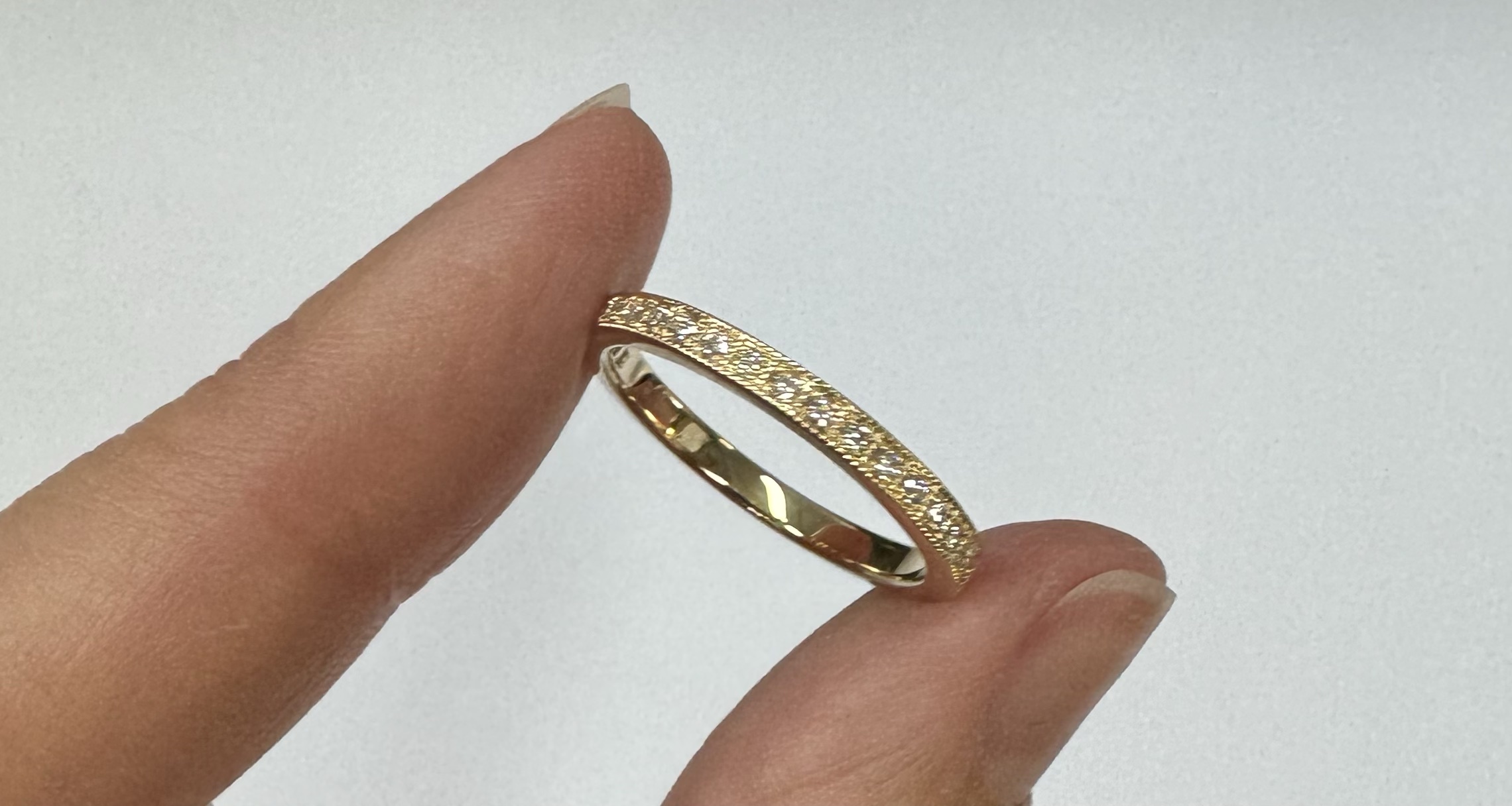 14k Yellow Gold 19 Stone .13 Cttw Round Brilliant Cut Diamond Pave' Band - Image 6