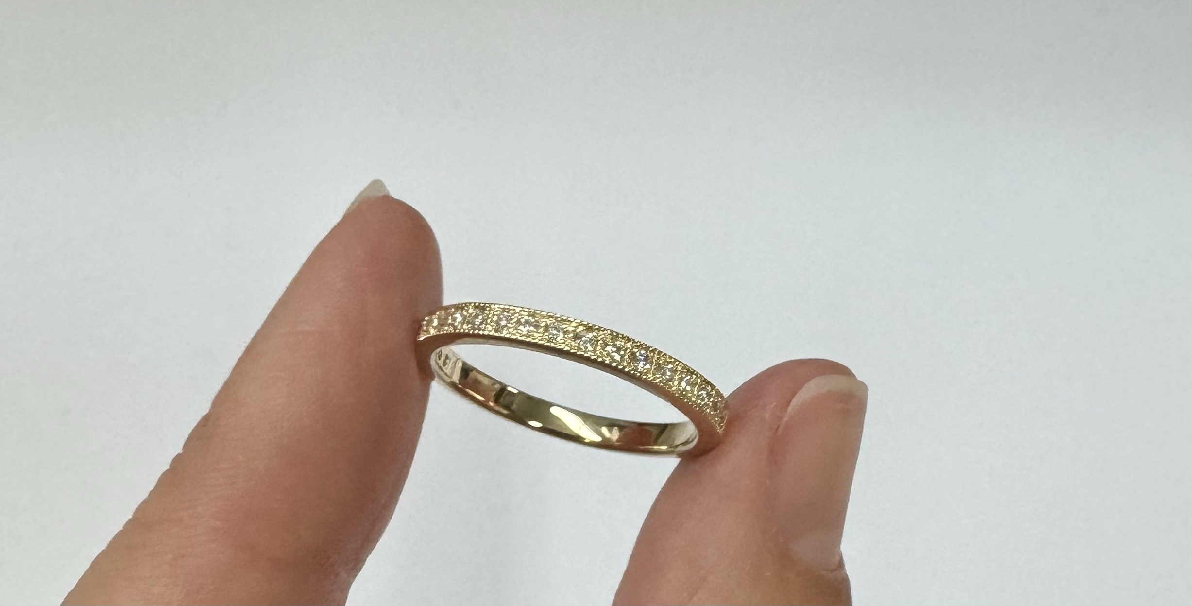 14k Yellow Gold 19 Stone .13 Cttw Round Brilliant Cut Diamond Pave' Band - Image 3