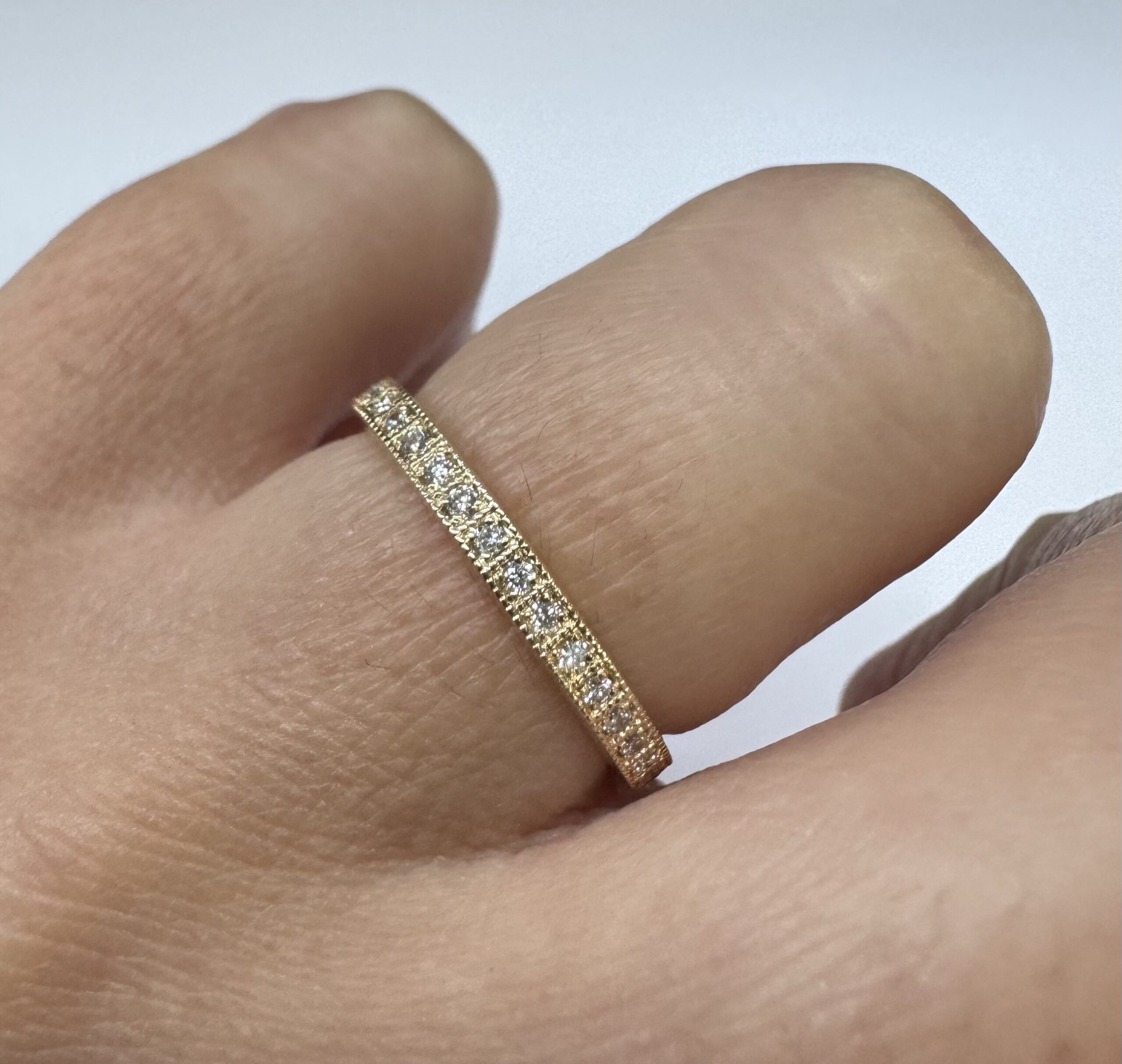 14k Yellow Gold 19 Stone .13 Cttw Round Brilliant Cut Diamond Pave' Band - Image 19