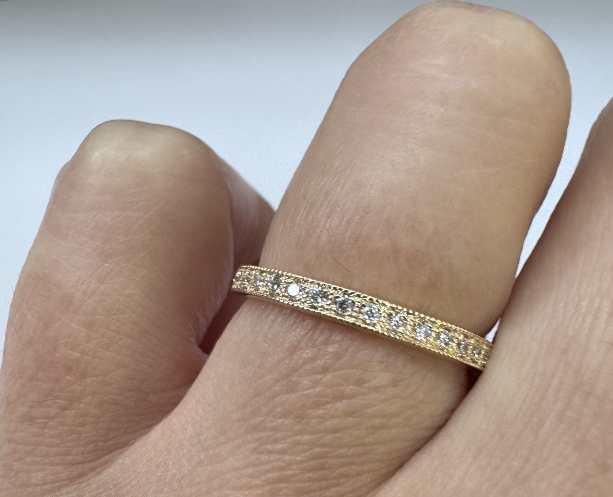 14k Yellow Gold 19 Stone .13 Cttw Round Brilliant Cut Diamond Pave' Band - Image 23