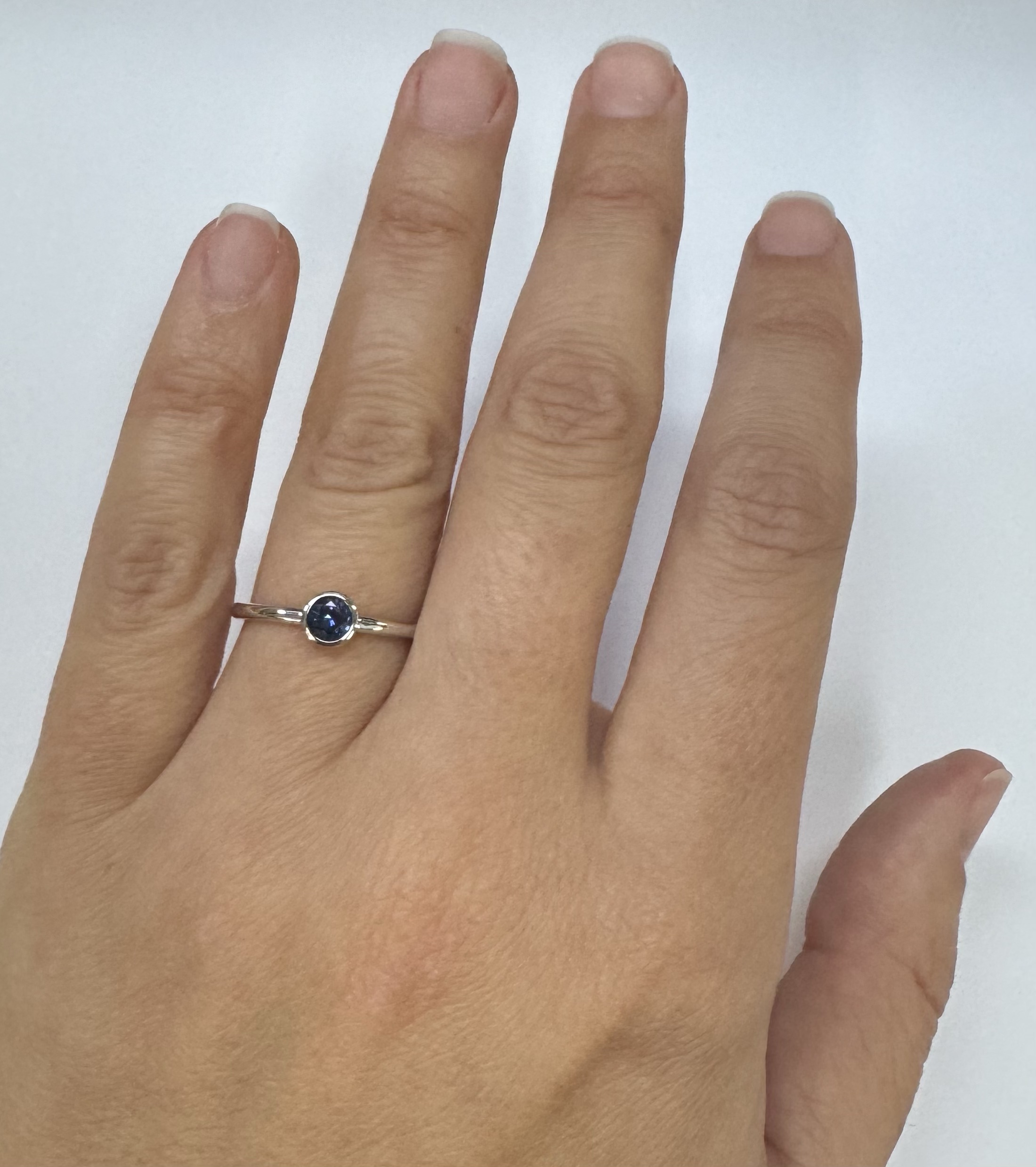 14k White Gold Genuine .41 Cttw Ceylon Sapphire Bezel Ring - Image 24