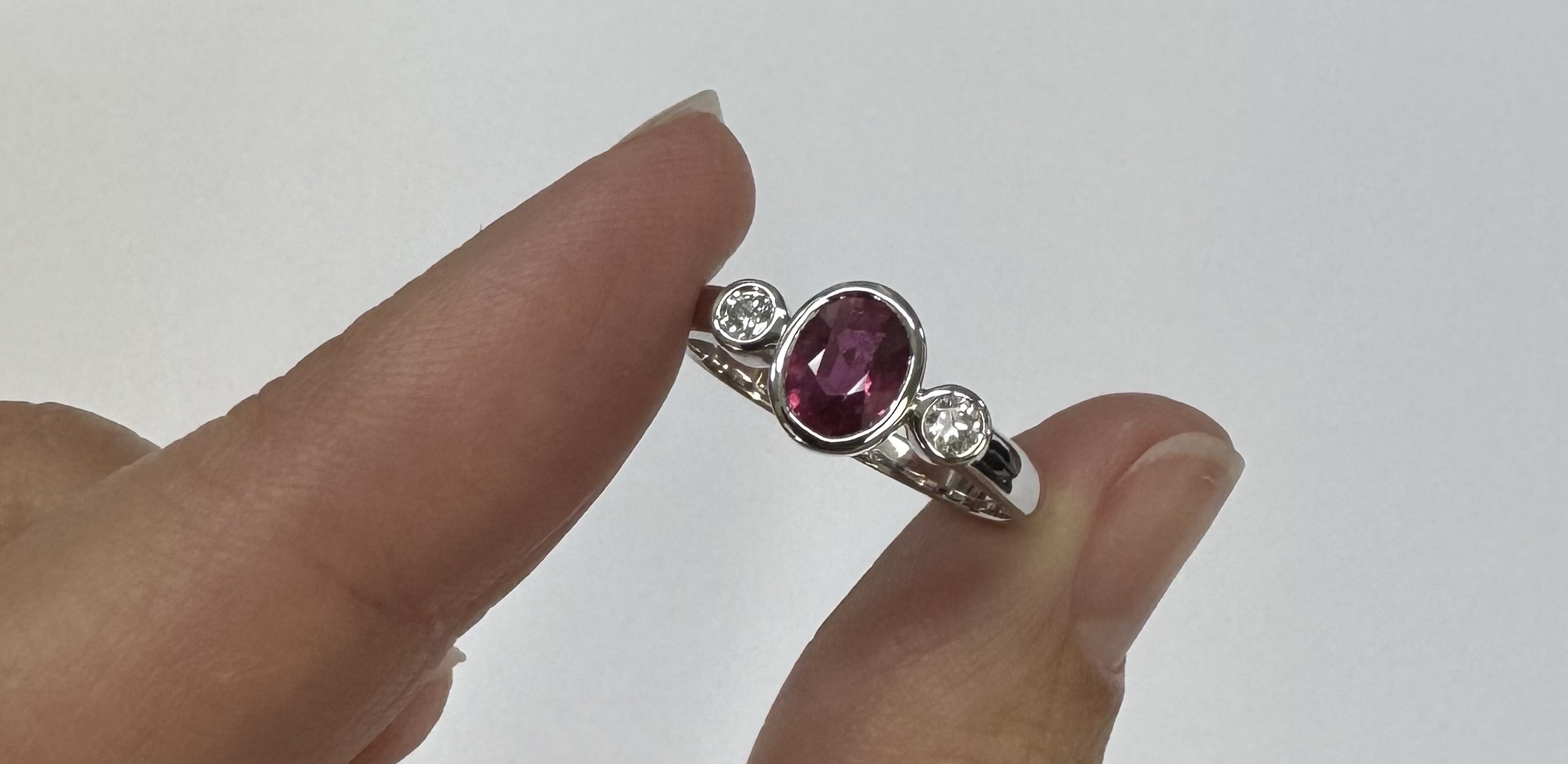 14k White Gold Genuine .69 Cttw Ruby & Diamond Bezel Ring - Image 28