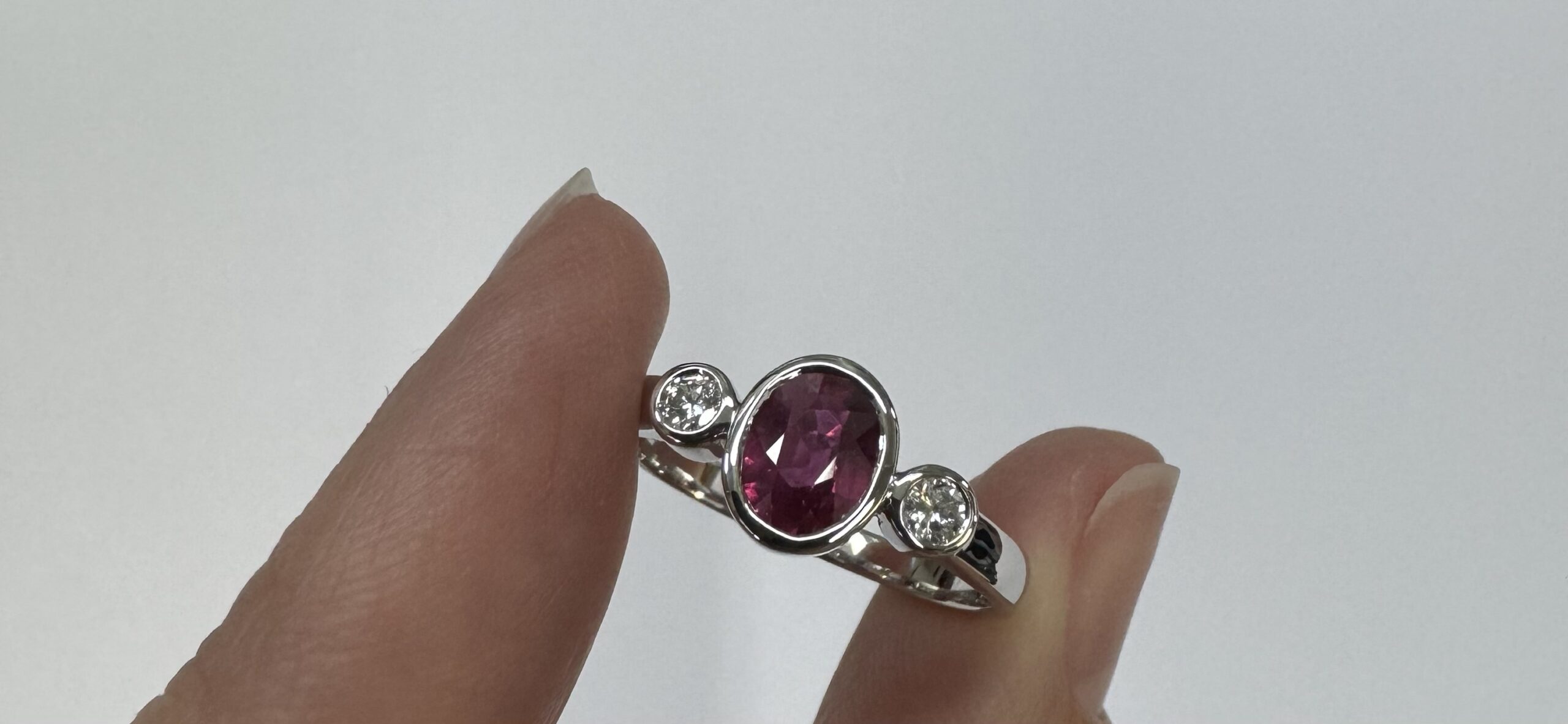 14k White Gold Genuine .69 Cttw Ruby & Diamond Bezel Ring - Image 34