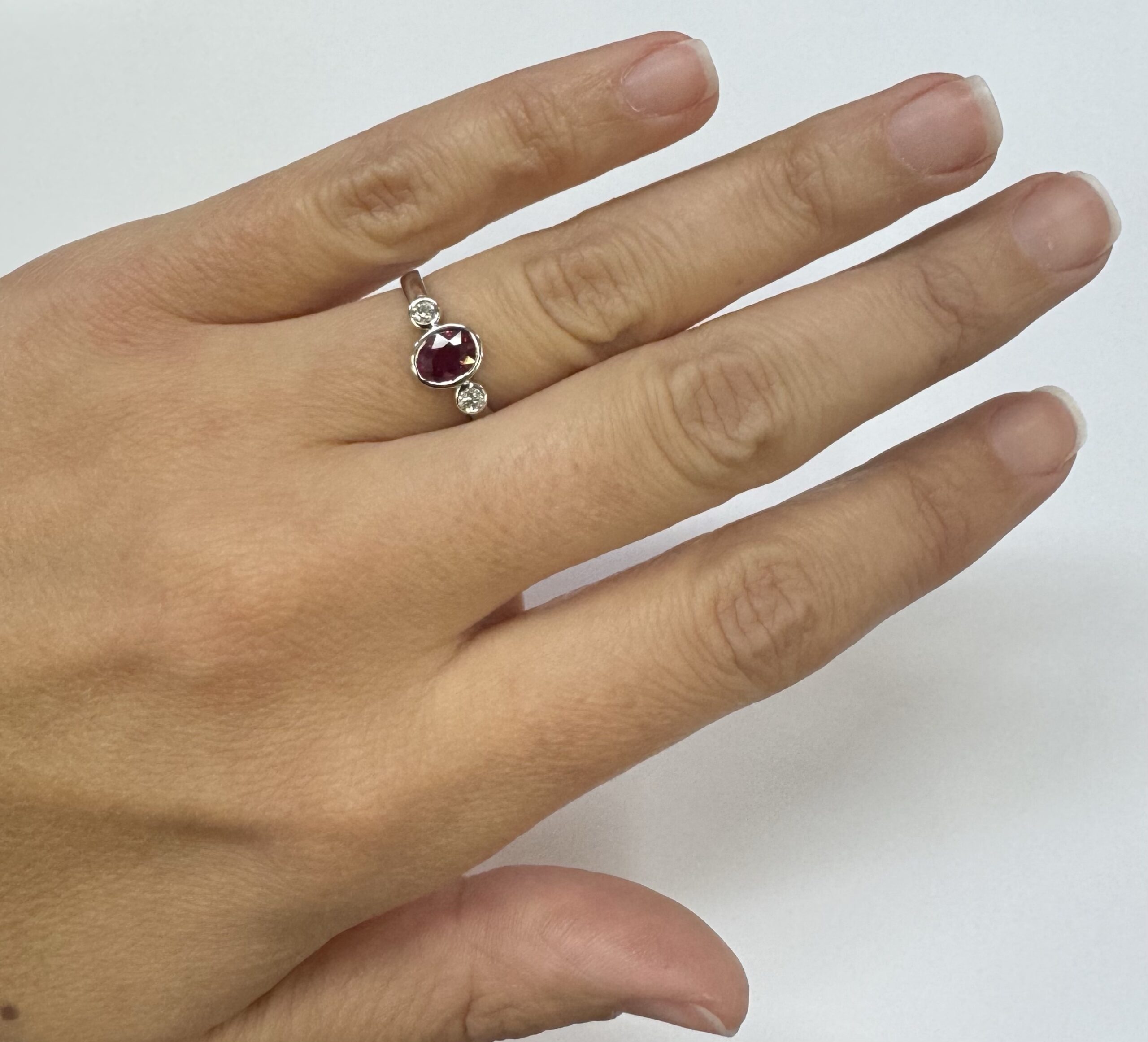 14k White Gold Genuine .69 Cttw Ruby & Diamond Bezel Ring - Image 20