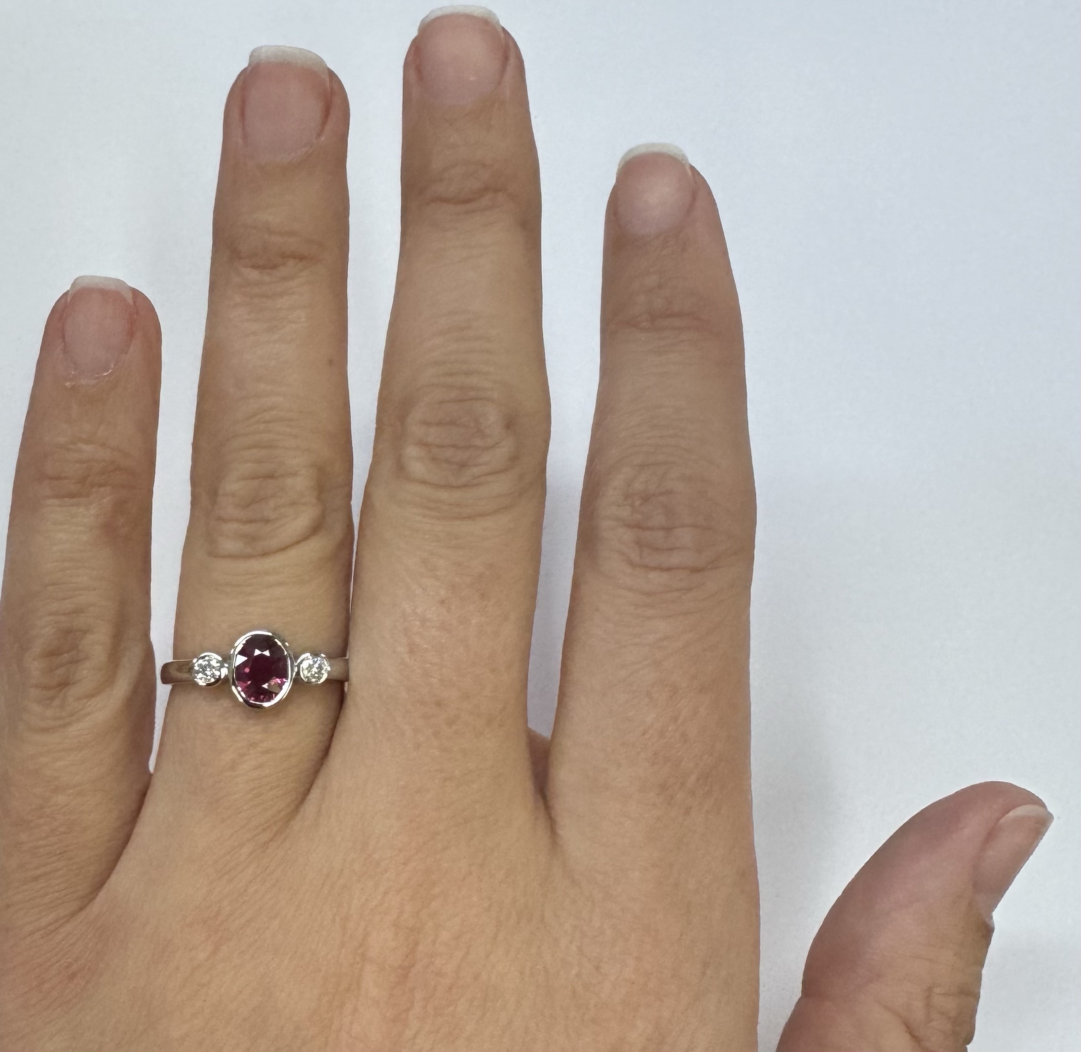 14k White Gold Genuine .69 Cttw Ruby & Diamond Bezel Ring - Image 21