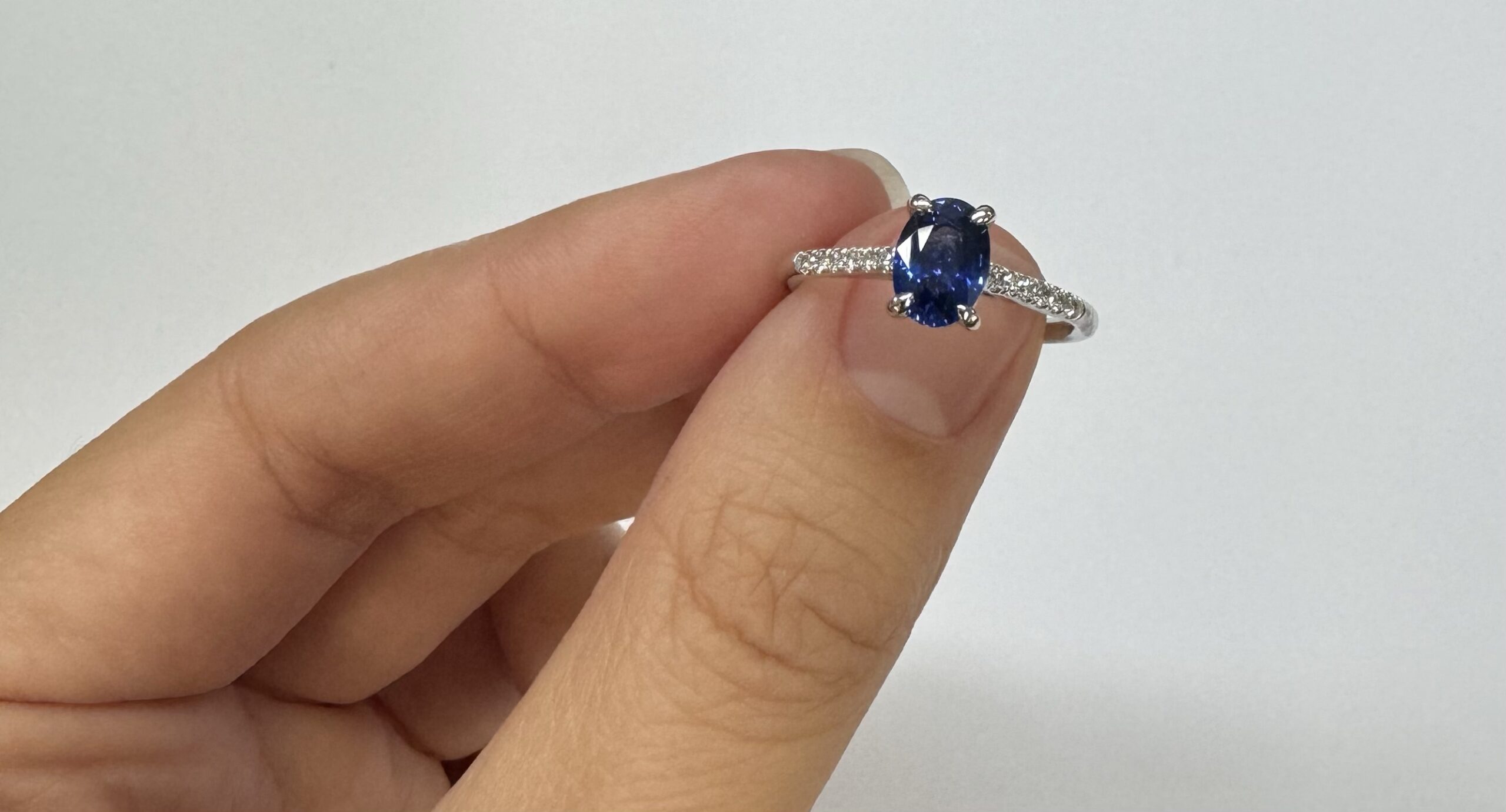 14k White Gold Genuine 1.21 Cttw Ceylon Sapphire & .12 Cttw Diamond Ring - Image 47