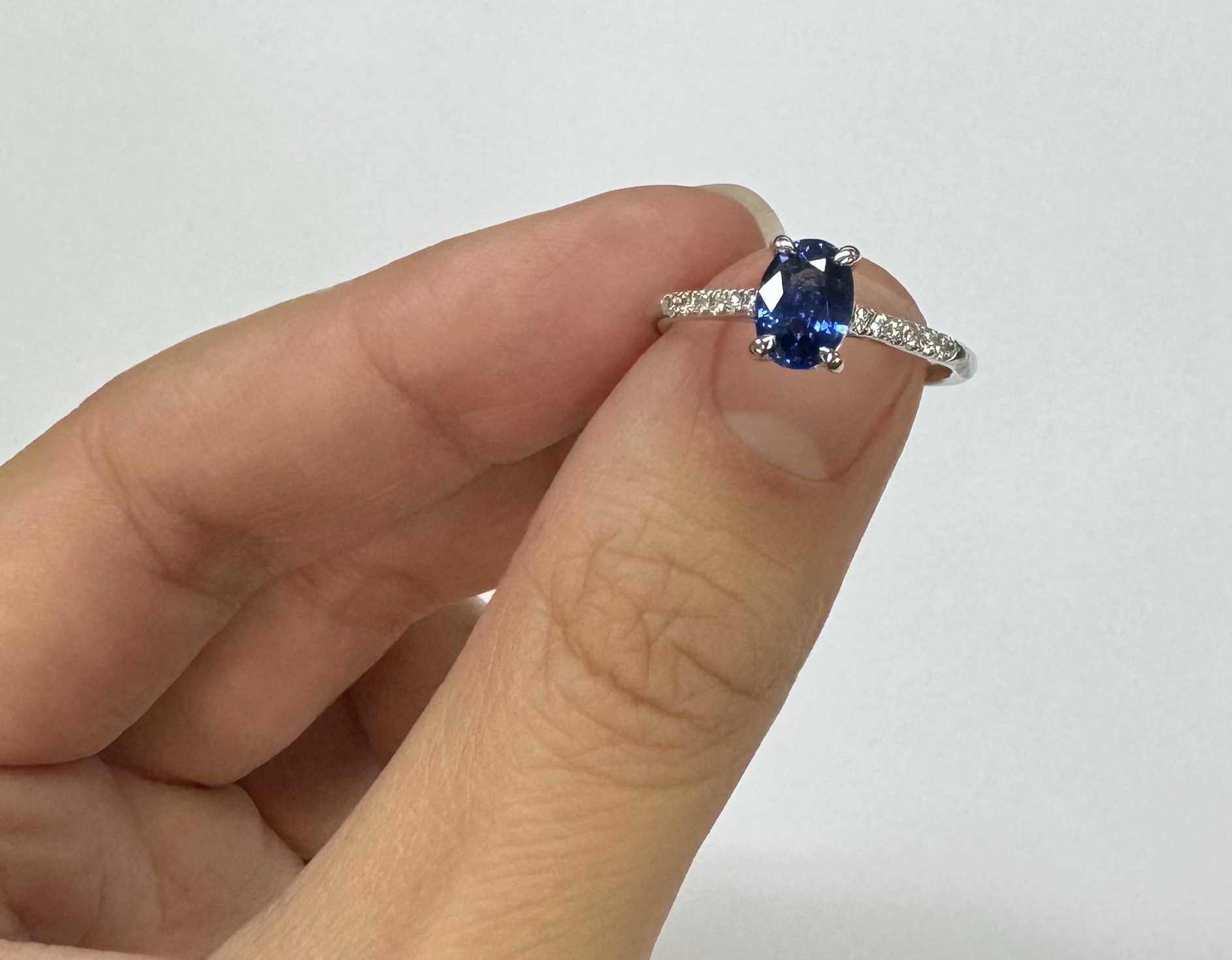 14k White Gold Genuine 1.21 Cttw Ceylon Sapphire & .12 Cttw Diamond Ring - Image 42