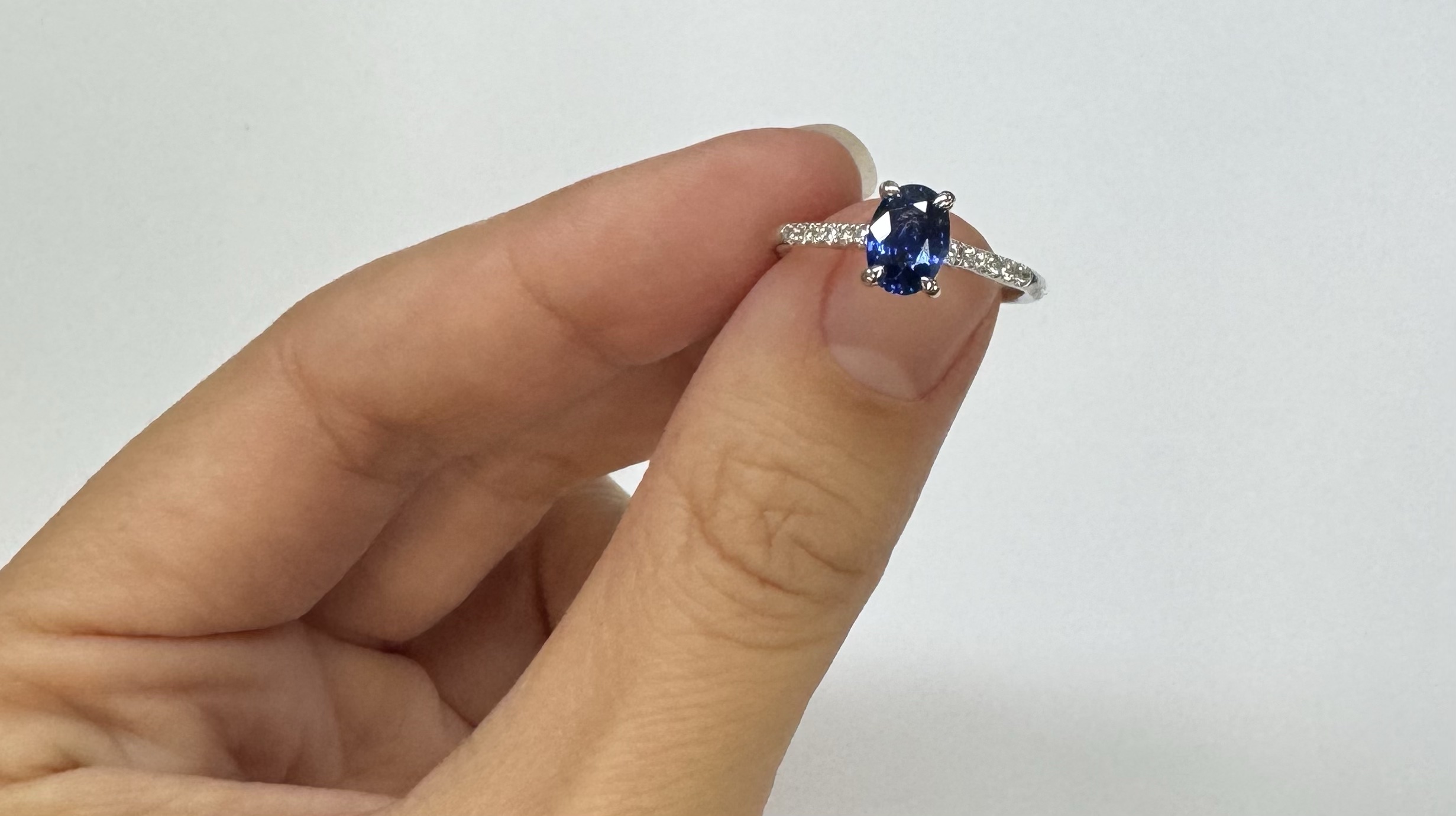 14k White Gold Genuine 1.21 Cttw Ceylon Sapphire & .12 Cttw Diamond Ring - Image 44