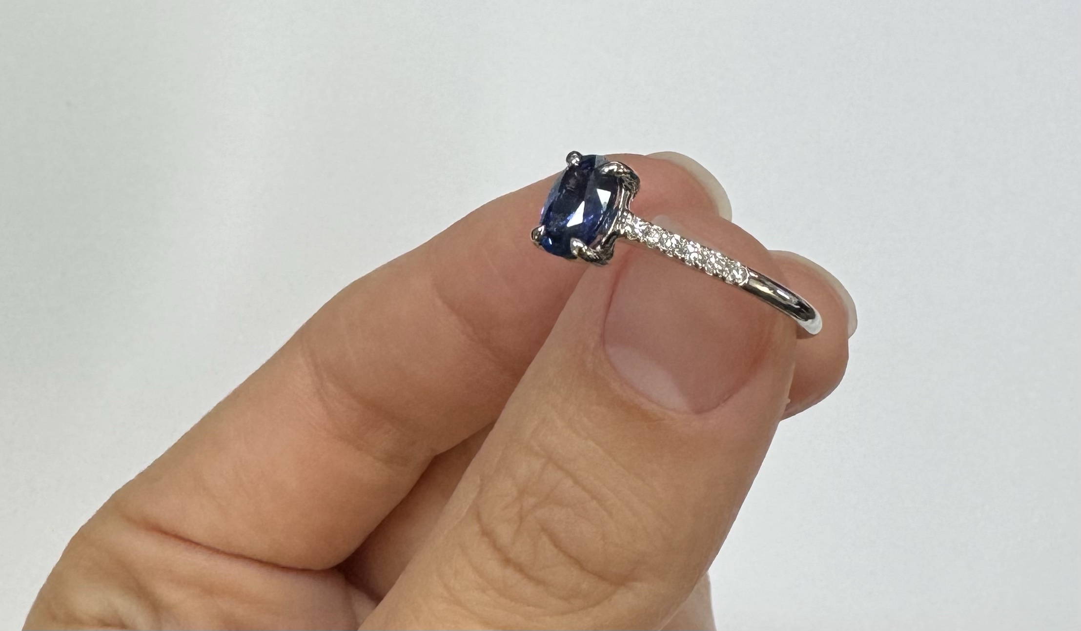 14k White Gold Genuine 1.21 Cttw Ceylon Sapphire & .12 Cttw Diamond Ring - Image 45