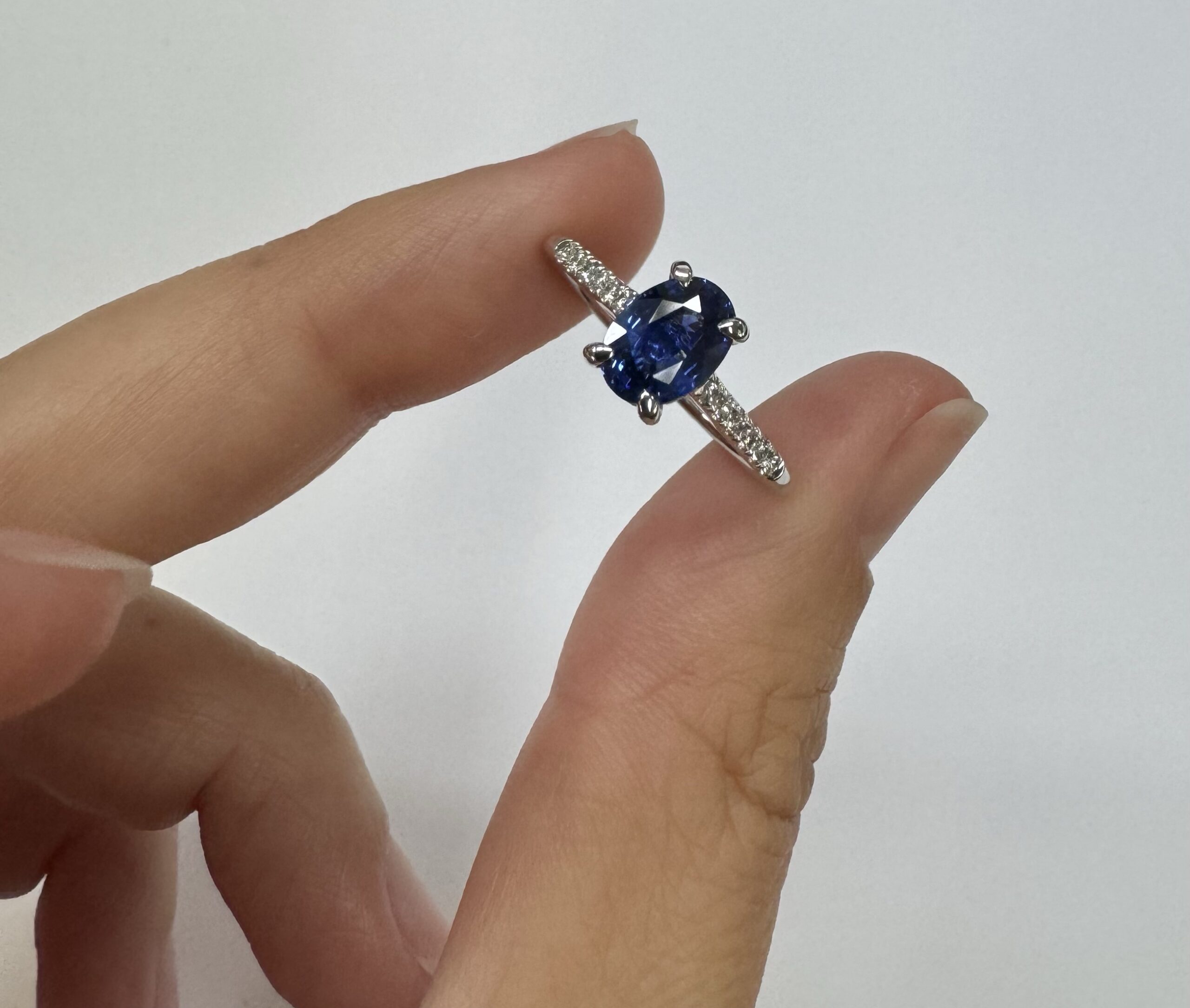 14k White Gold Genuine 1.21 Cttw Ceylon Sapphire & .12 Cttw Diamond Ring - Image 34