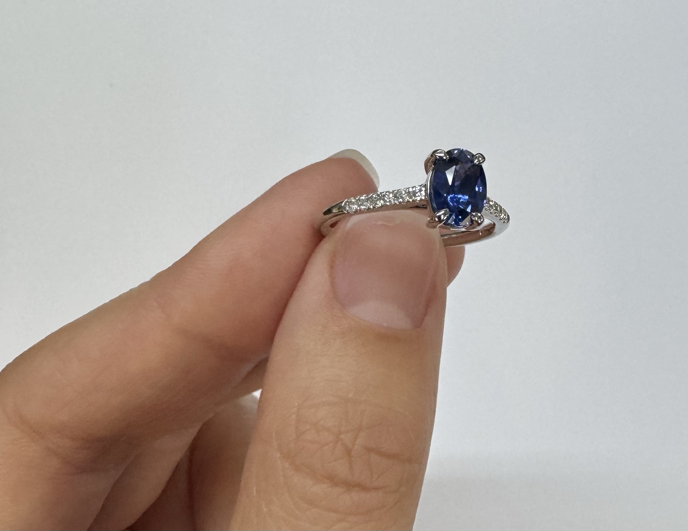 14k White Gold Genuine 1.21 Cttw Ceylon Sapphire & .12 Cttw Diamond Ring - Image 30