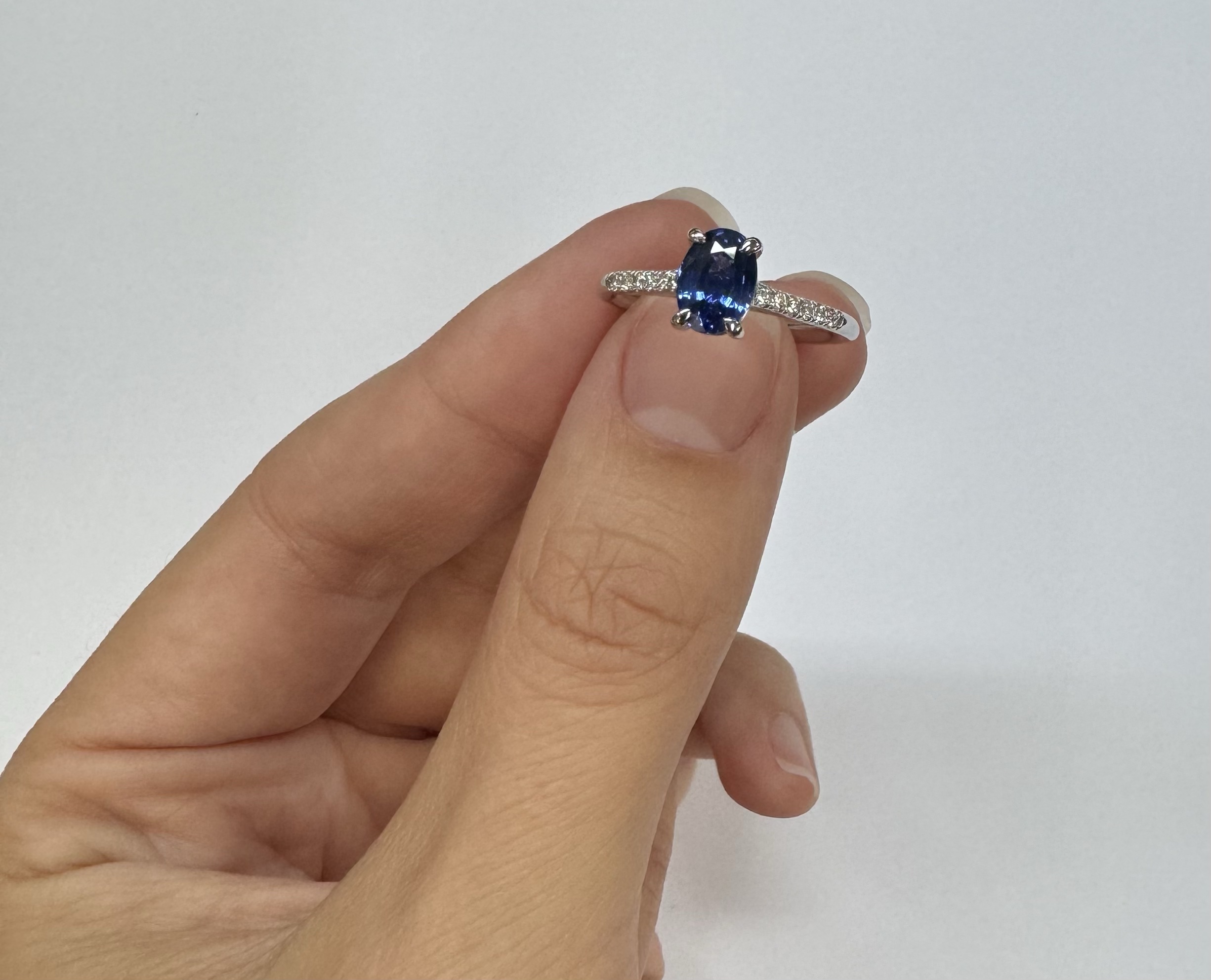 14k White Gold Genuine 1.21 Cttw Ceylon Sapphire & .12 Cttw Diamond Ring - Image 31