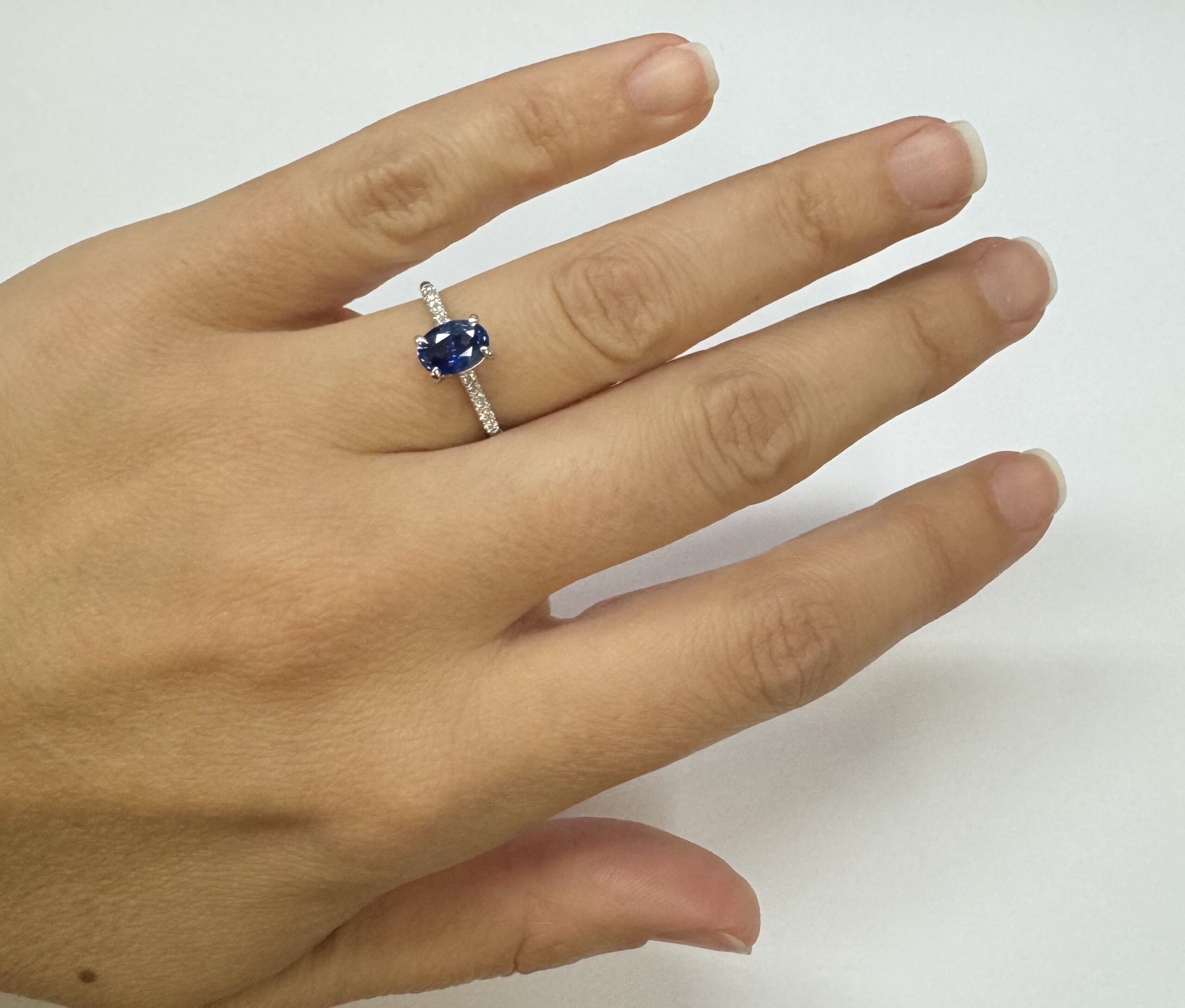 14k White Gold Genuine 1.21 Cttw Ceylon Sapphire & .12 Cttw Diamond Ring - Image 32