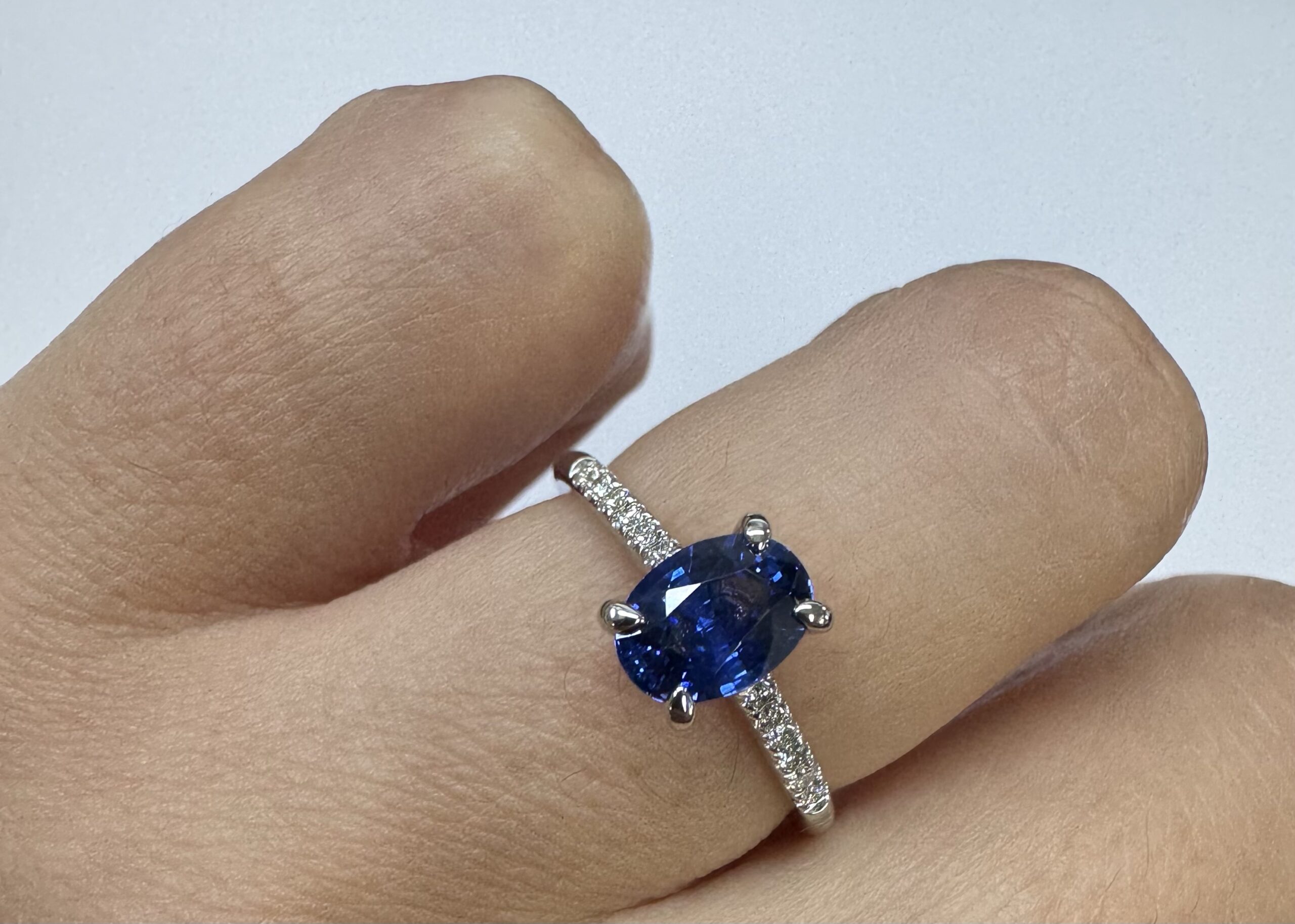 14k White Gold Genuine 1.21 Cttw Ceylon Sapphire & .12 Cttw Diamond Ring - Image 27