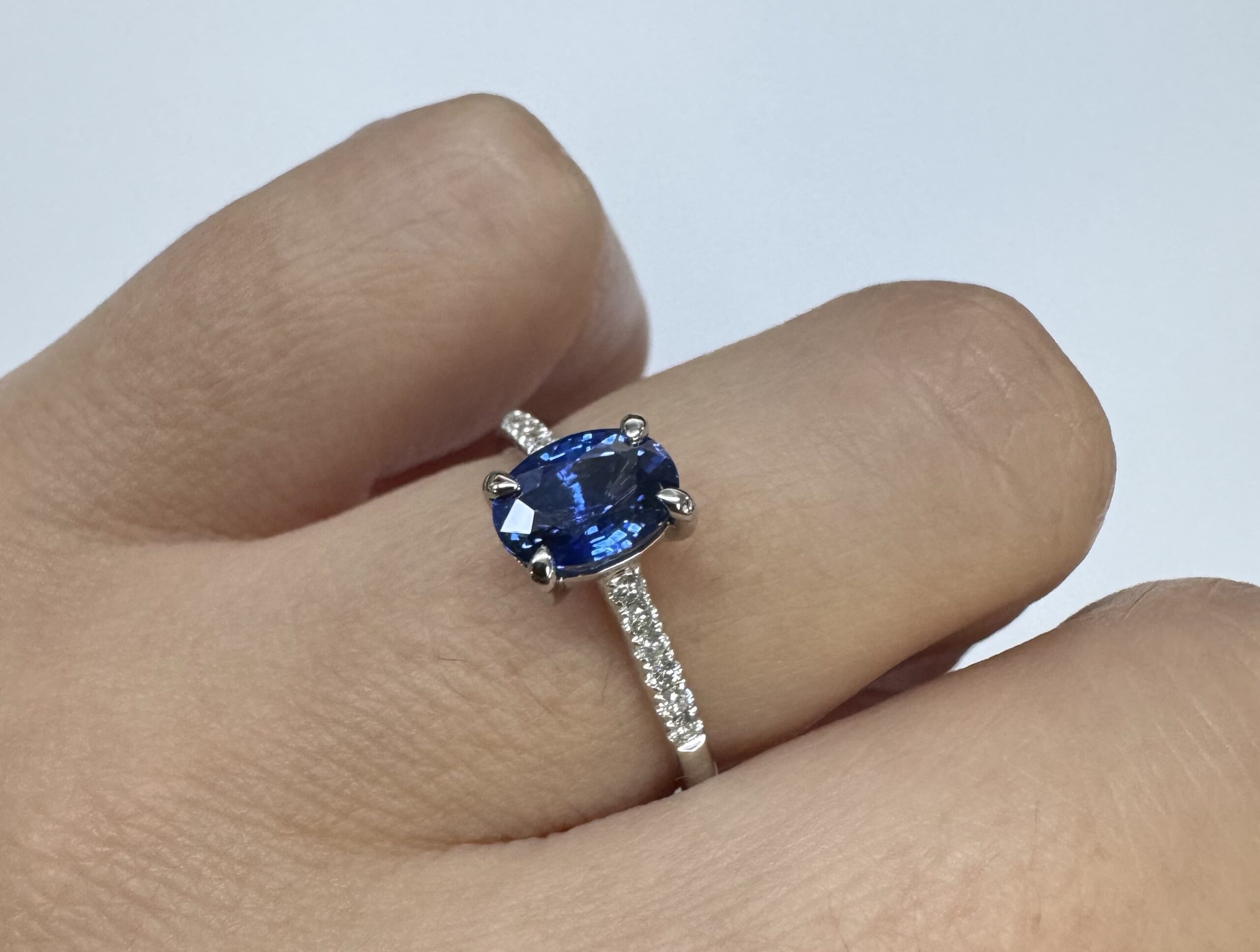 14k White Gold Genuine 1.21 Cttw Ceylon Sapphire & .12 Cttw Diamond Ring - Image 28