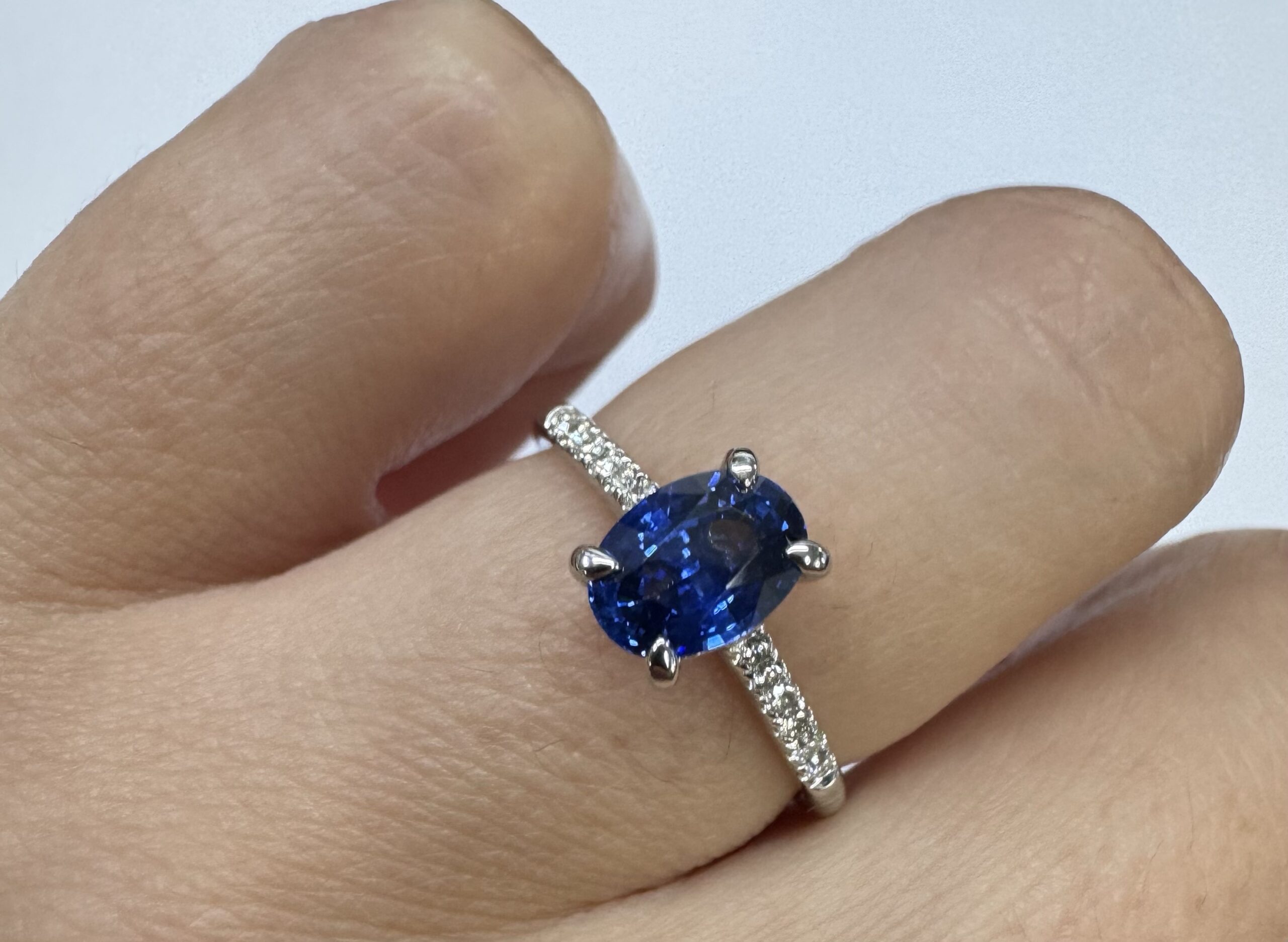 14k White Gold Genuine 1.21 Cttw Ceylon Sapphire & .12 Cttw Diamond Ring - Image 29