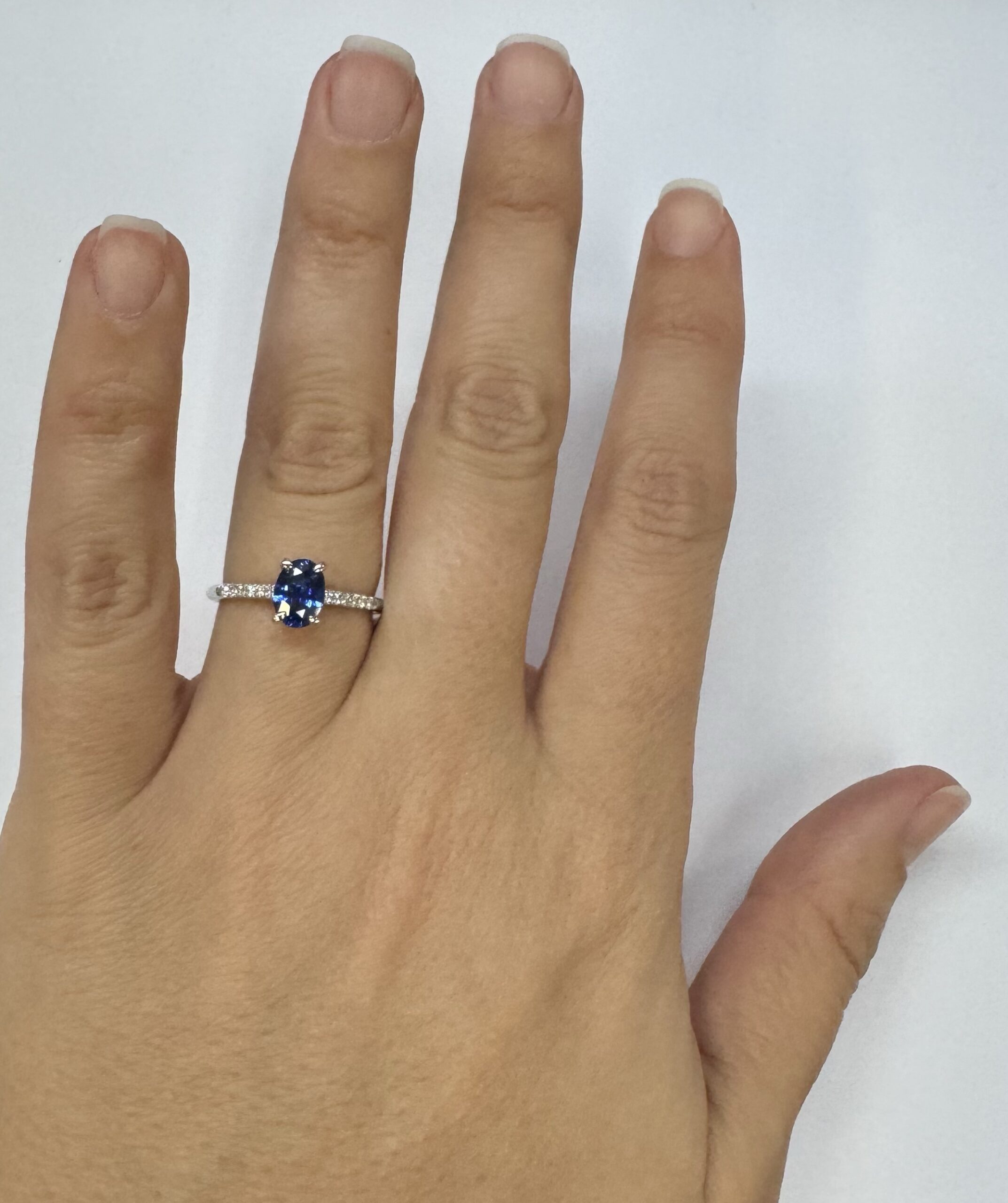 14k White Gold Genuine 1.21 Cttw Ceylon Sapphire & .12 Cttw Diamond Ring - Image 22