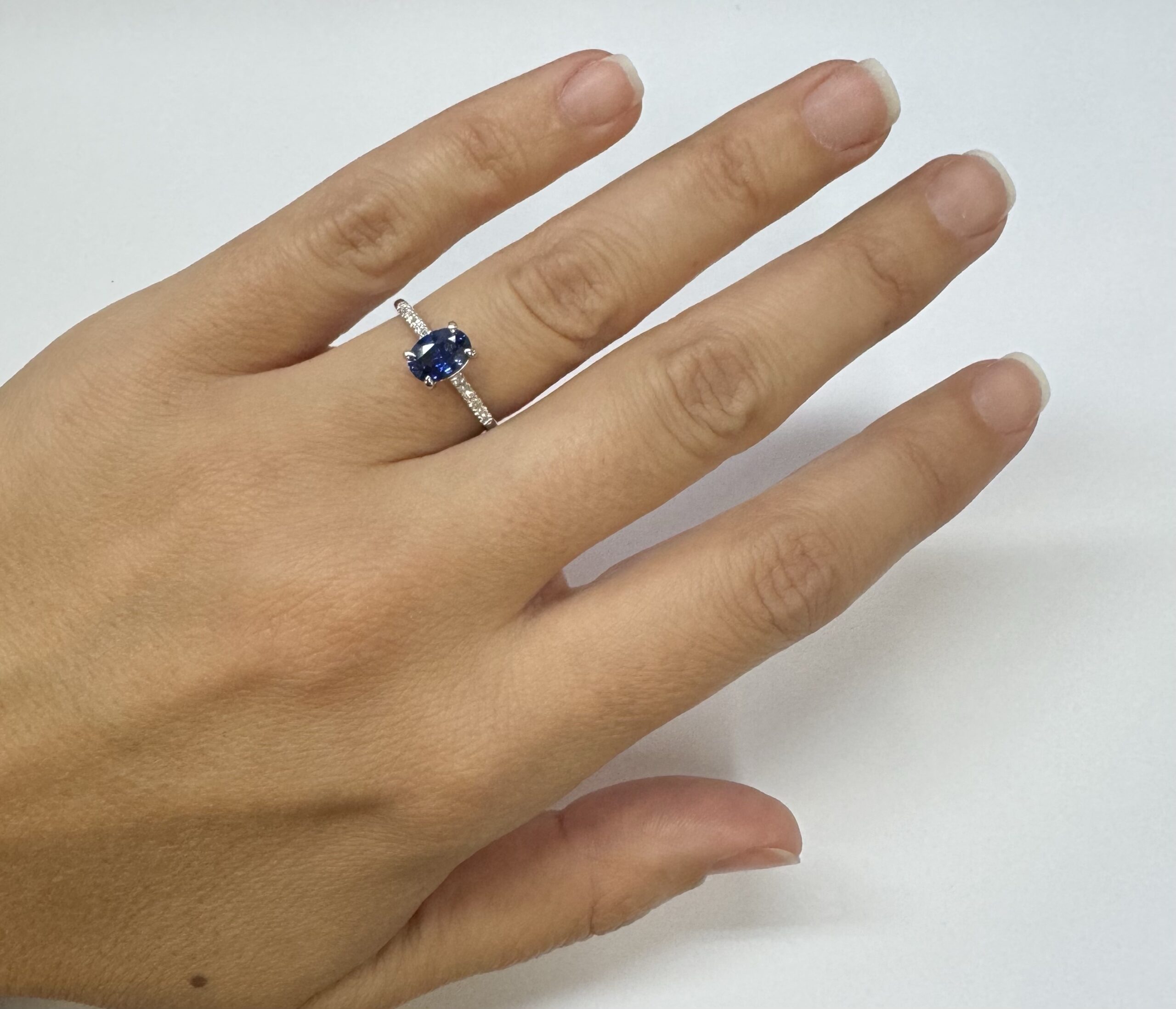 14k White Gold Genuine 1.21 Cttw Ceylon Sapphire & .12 Cttw Diamond Ring - Image 21