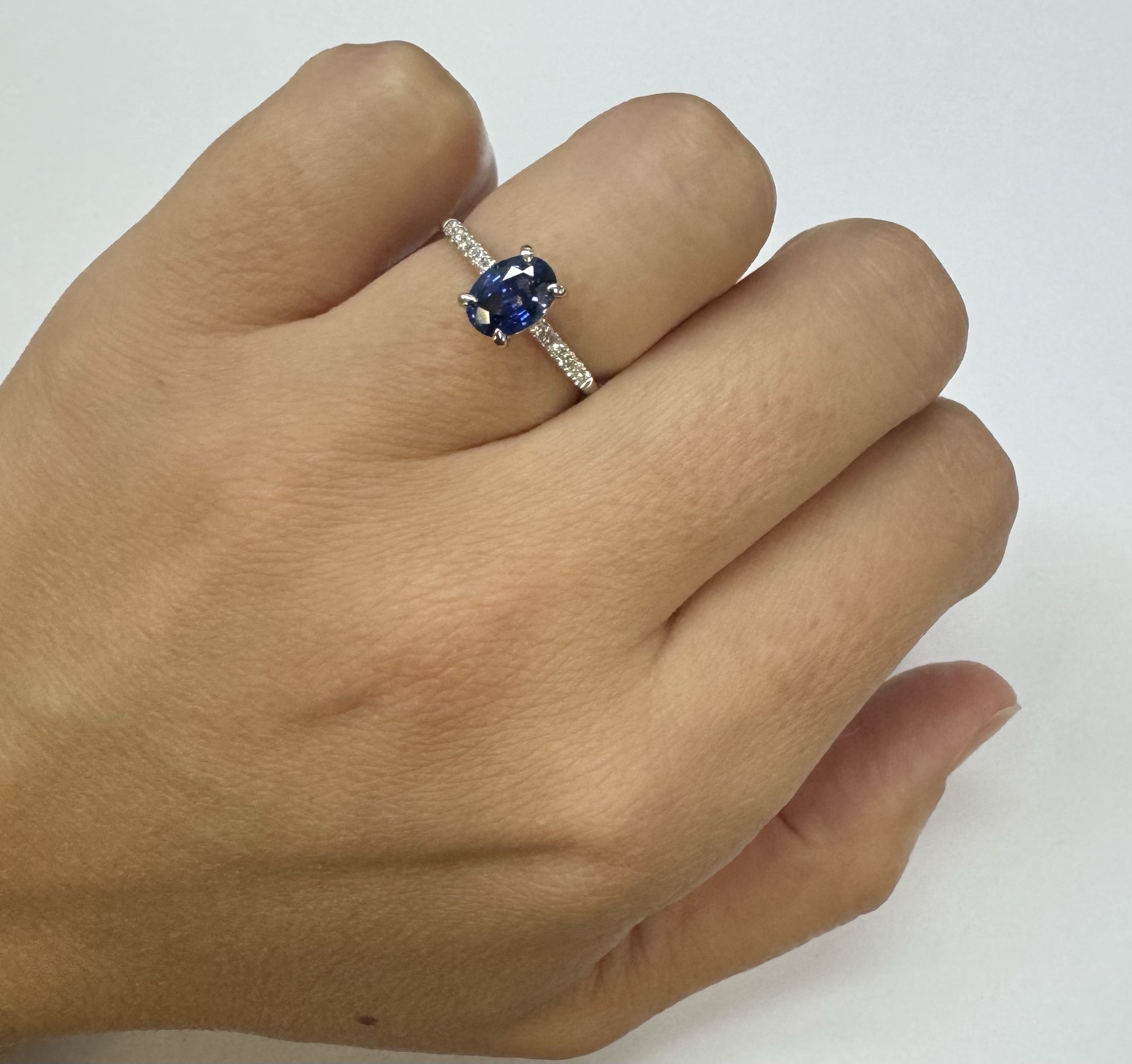 14k White Gold Genuine 1.21 Cttw Ceylon Sapphire & .12 Cttw Diamond Ring - Image 20
