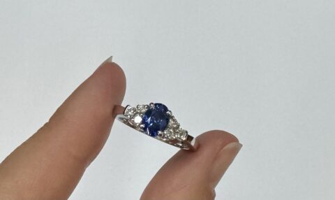 14k White Gold Genuine 1.26 Cttw Sapphire & .29 Cttw Diamond Ring
