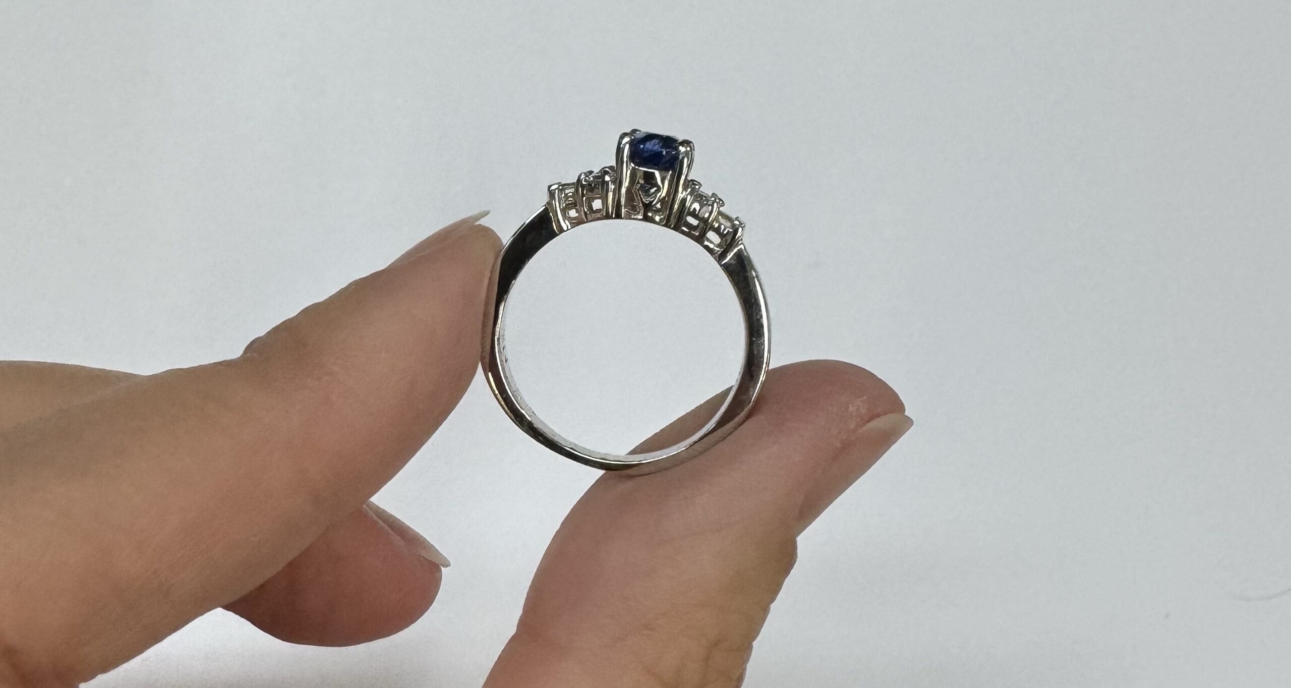 14k White Gold Genuine 1.26 Cttw Sapphire & .29 Cttw Diamond Ring - Image 7