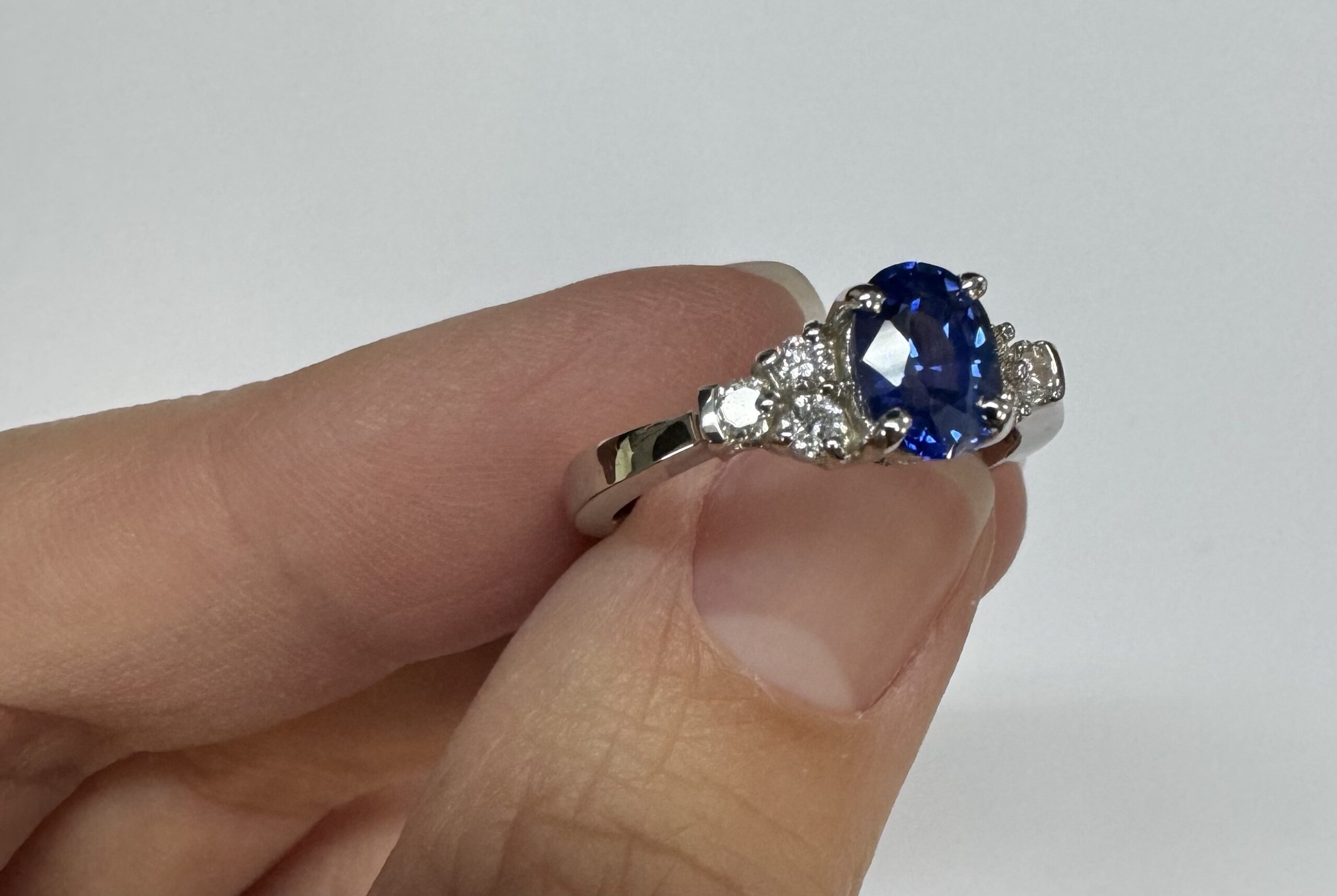 14k White Gold Genuine 1.26 Cttw Sapphire & .29 Cttw Diamond Ring - Image 5