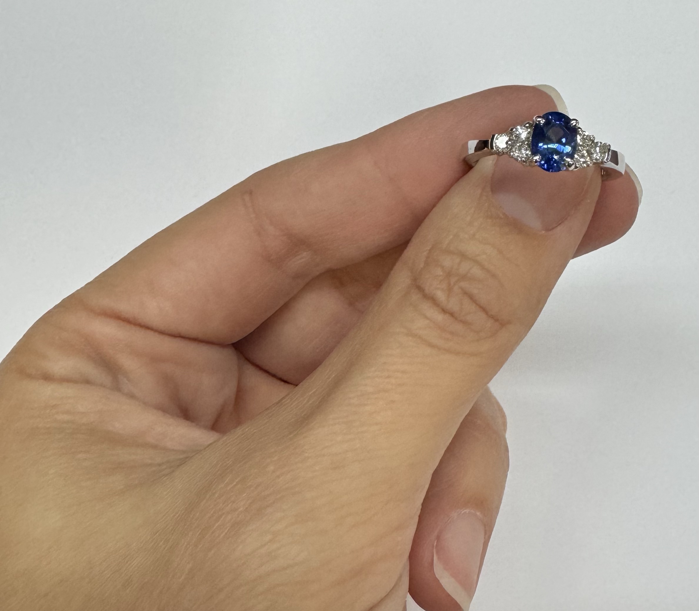 14k White Gold Genuine 1.26 Cttw Sapphire & .29 Cttw Diamond Ring - Image 9