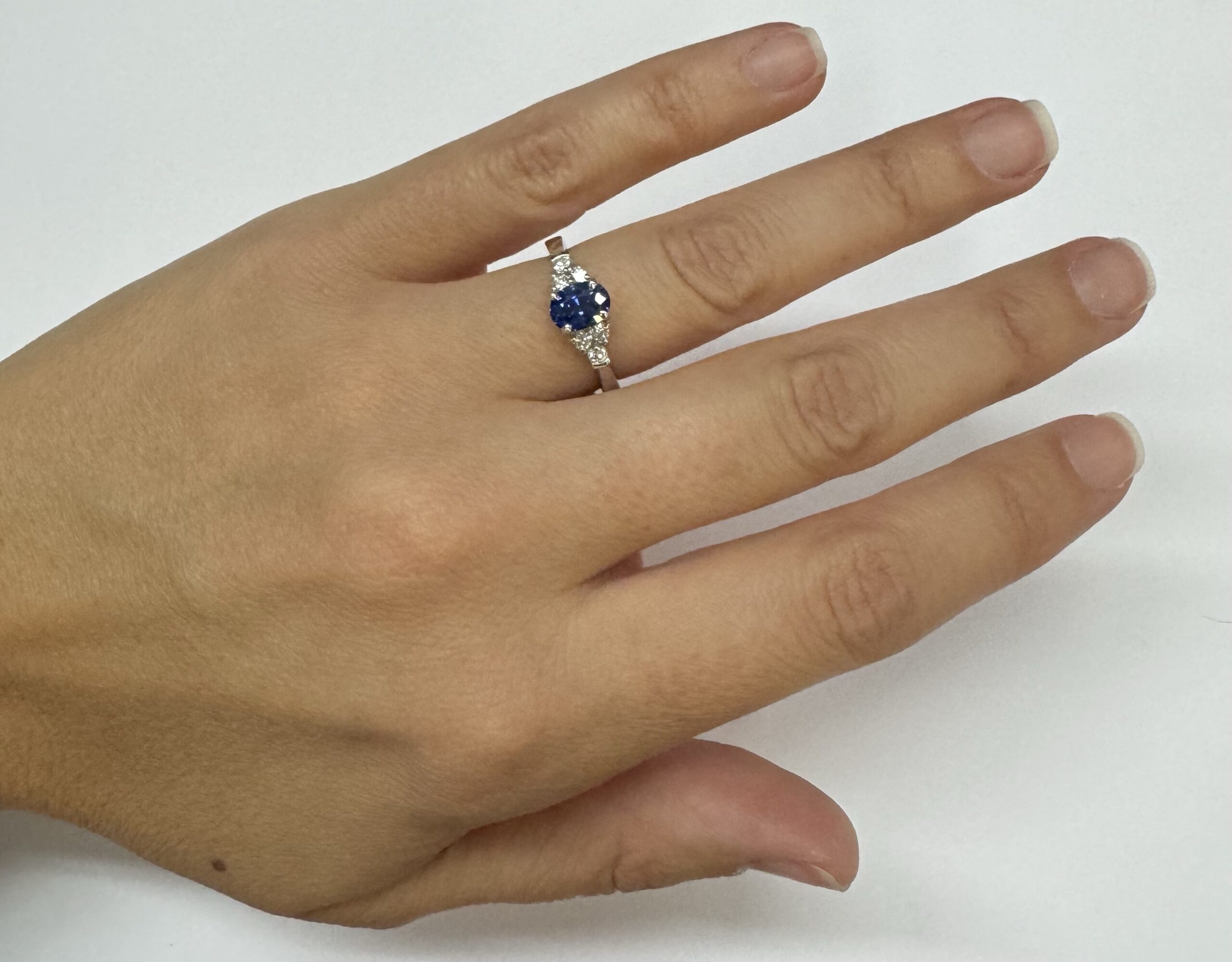 14k White Gold Genuine 1.26 Cttw Sapphire & .29 Cttw Diamond Ring - Image 10