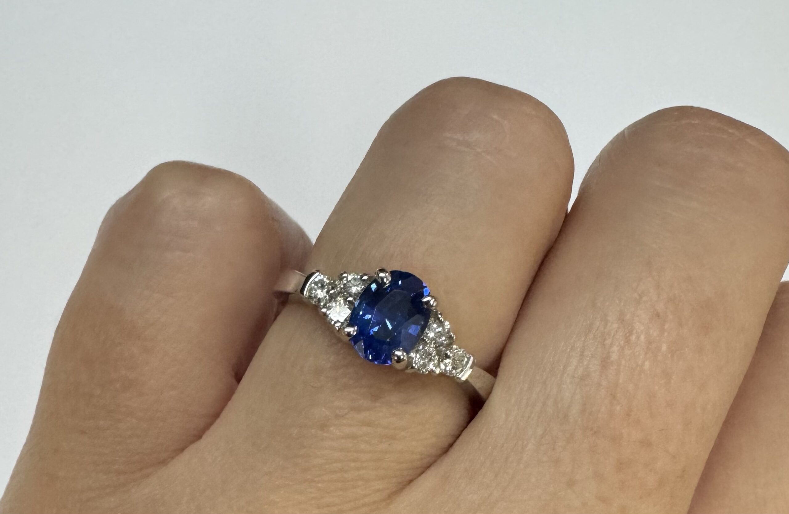 14k White Gold Genuine 1.26 Cttw Sapphire & .29 Cttw Diamond Ring - Image 11