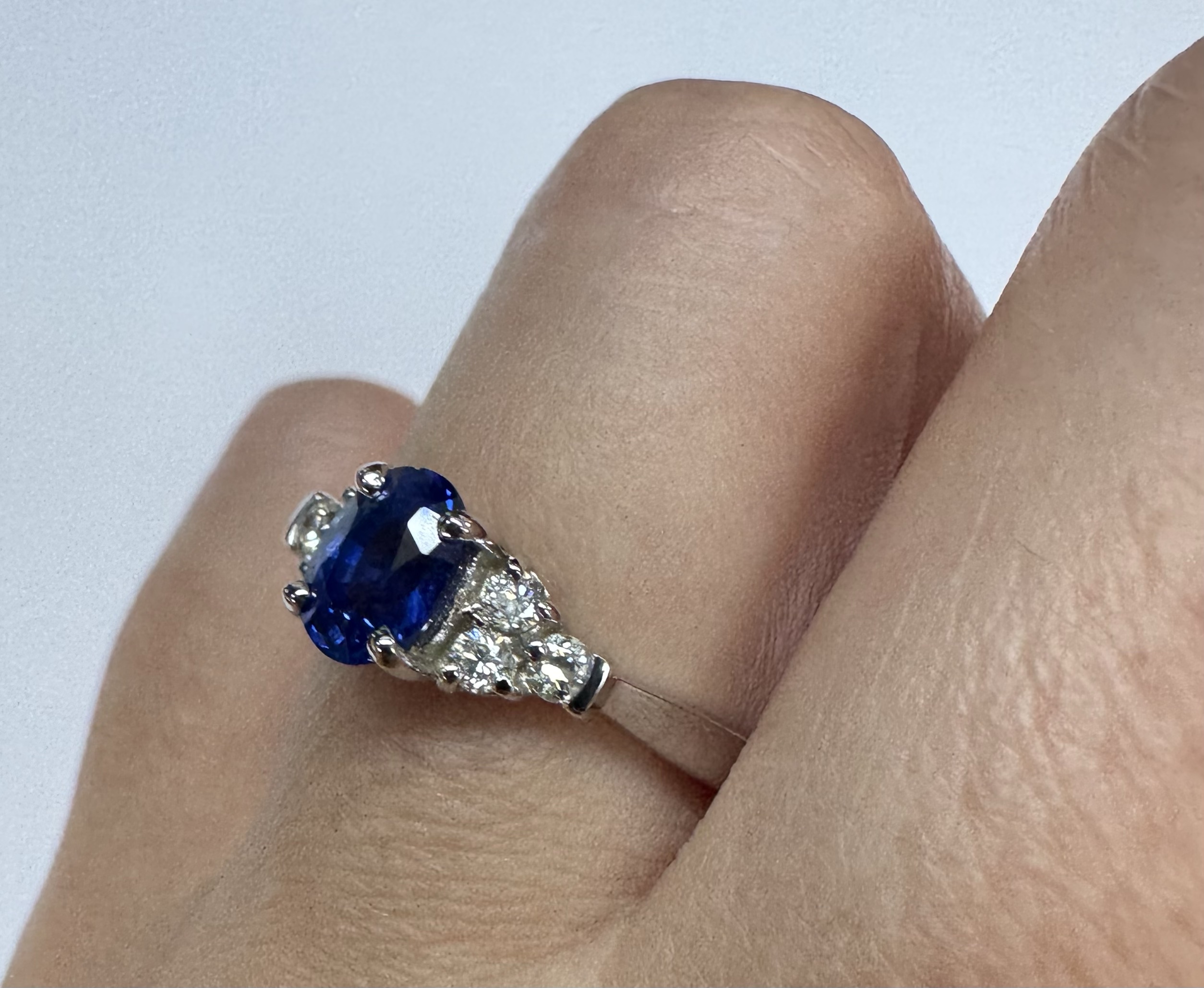 14k White Gold Genuine 1.26 Cttw Sapphire & .29 Cttw Diamond Ring - Image 12