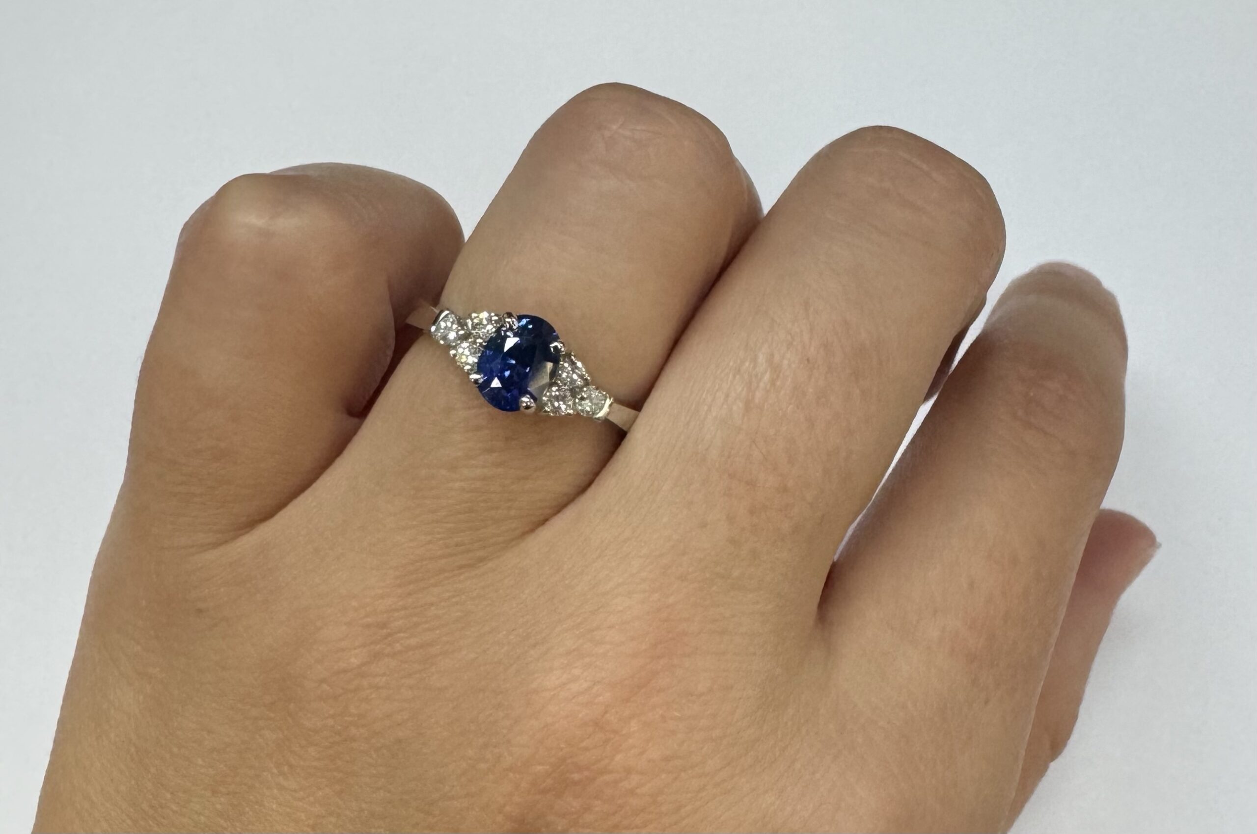 14k White Gold Genuine 1.26 Cttw Sapphire & .29 Cttw Diamond Ring - Image 13