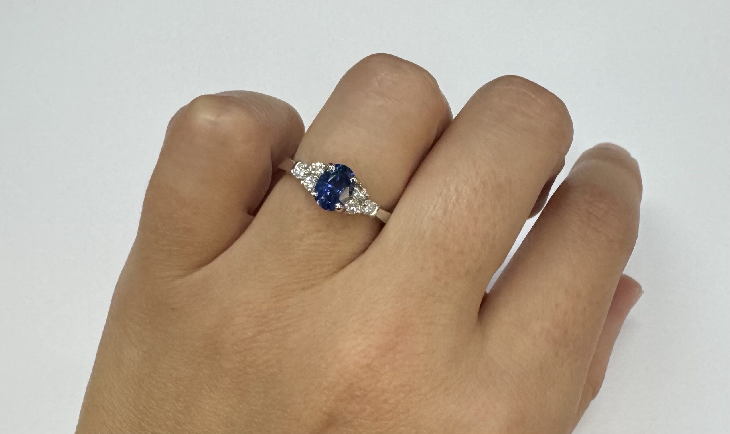 14k White Gold Genuine 1.26 Cttw Sapphire & .29 Cttw Diamond Ring - Image 14