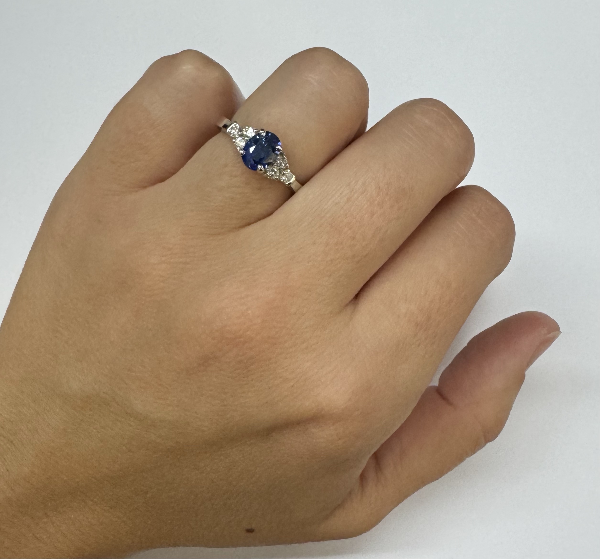 14k White Gold Genuine 1.26 Cttw Sapphire & .29 Cttw Diamond Ring - Image 16