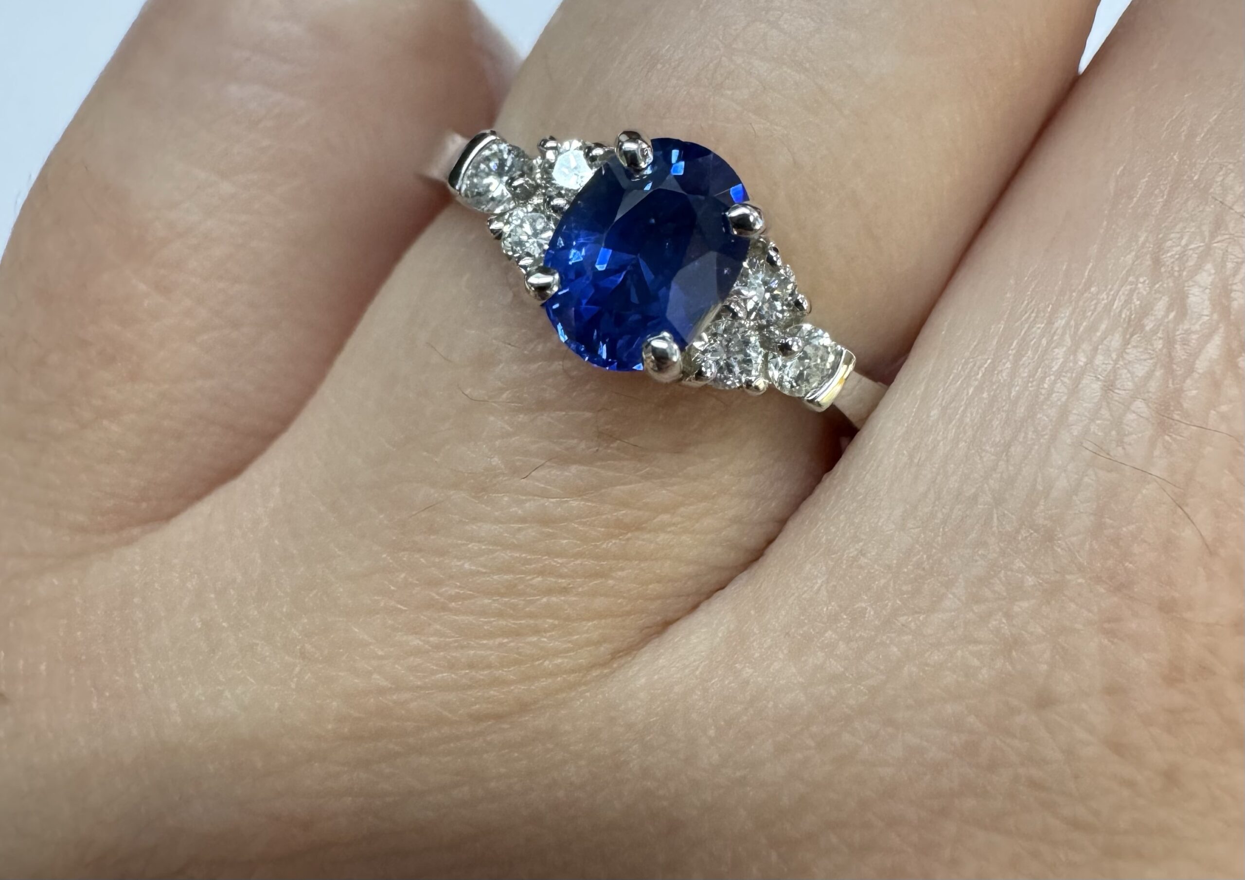 14k White Gold Genuine 1.26 Cttw Sapphire & .29 Cttw Diamond Ring - Image 18