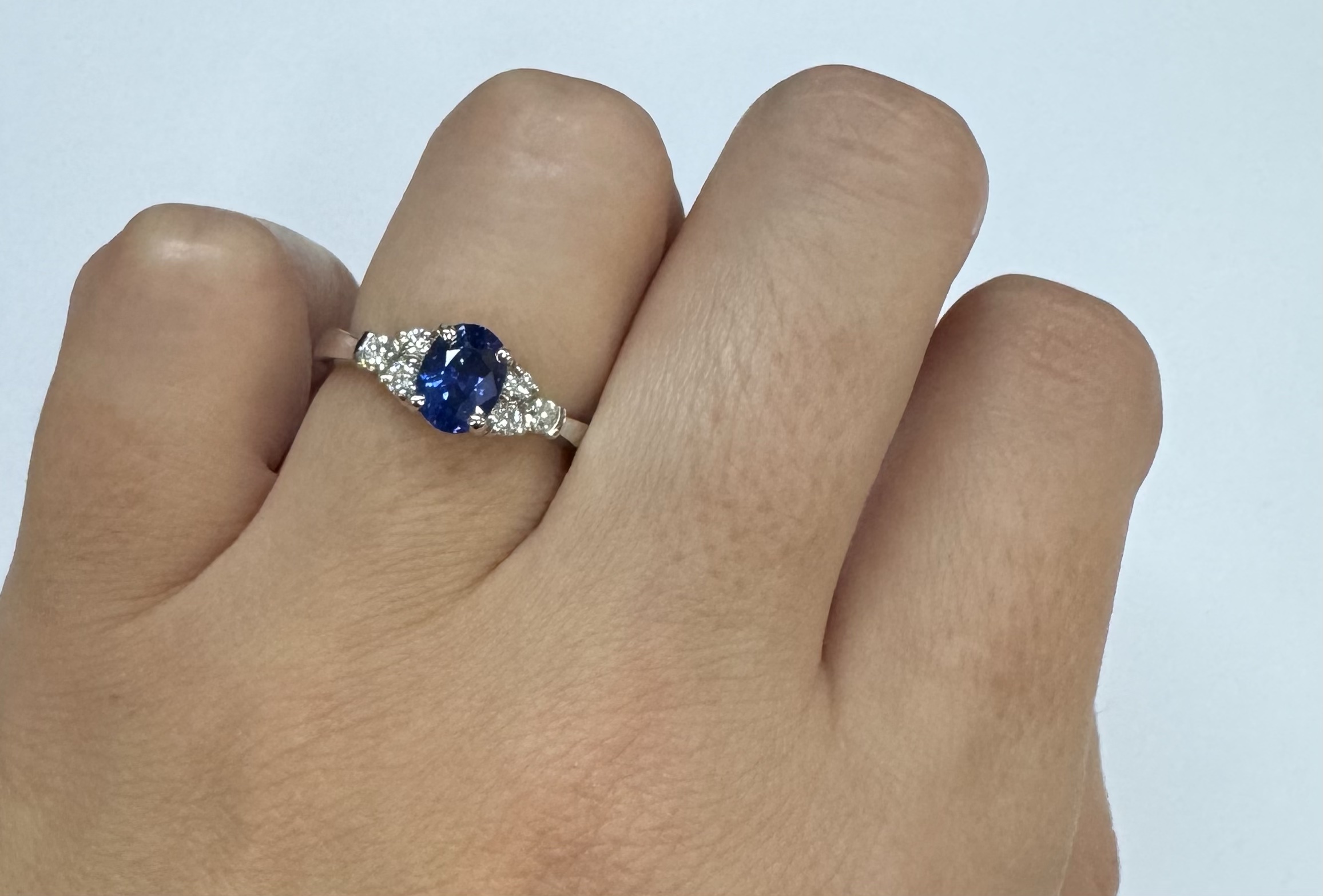 14k White Gold Genuine 1.26 Cttw Sapphire & .29 Cttw Diamond Ring - Image 19