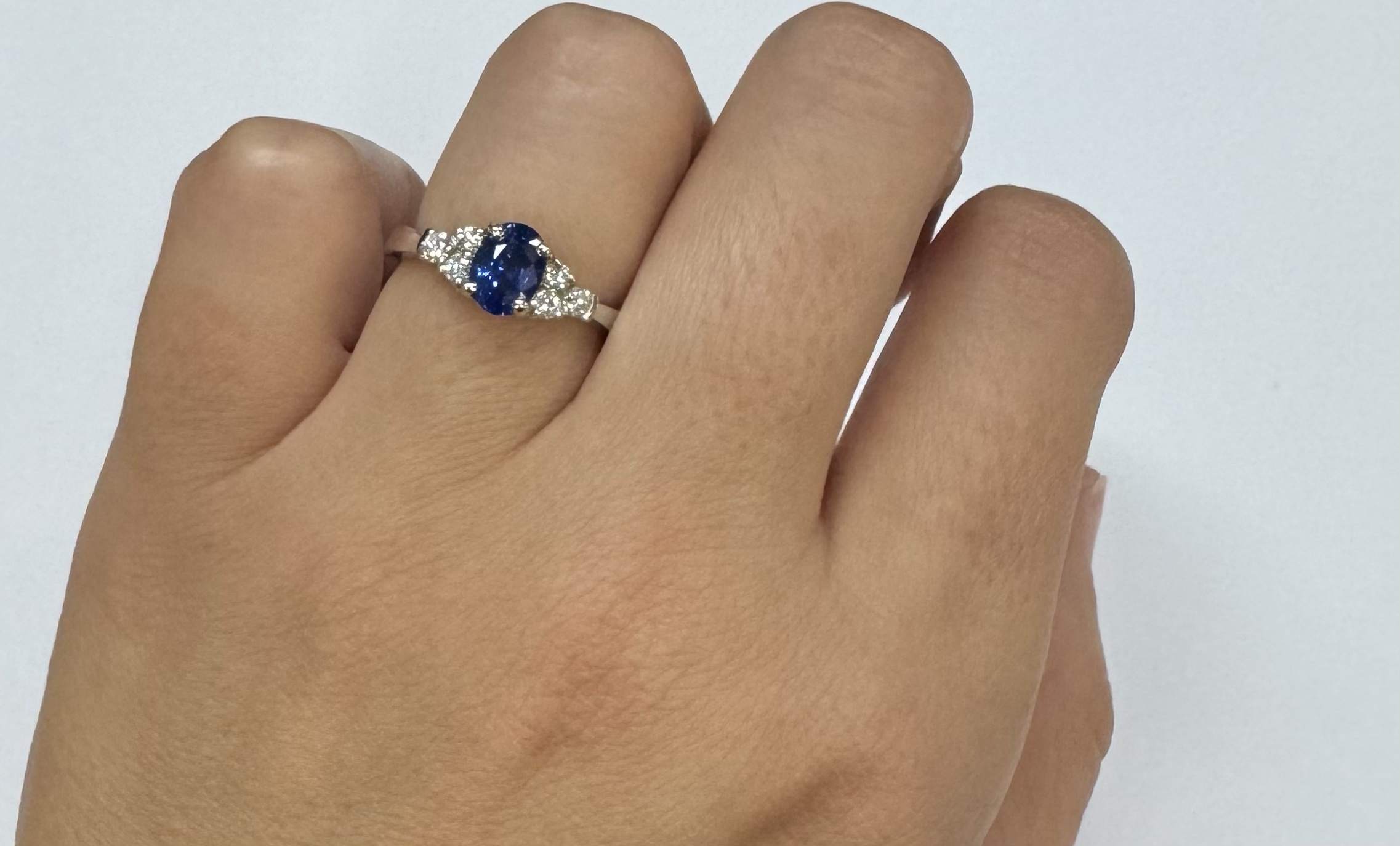 14k White Gold Genuine 1.26 Cttw Sapphire & .29 Cttw Diamond Ring - Image 20