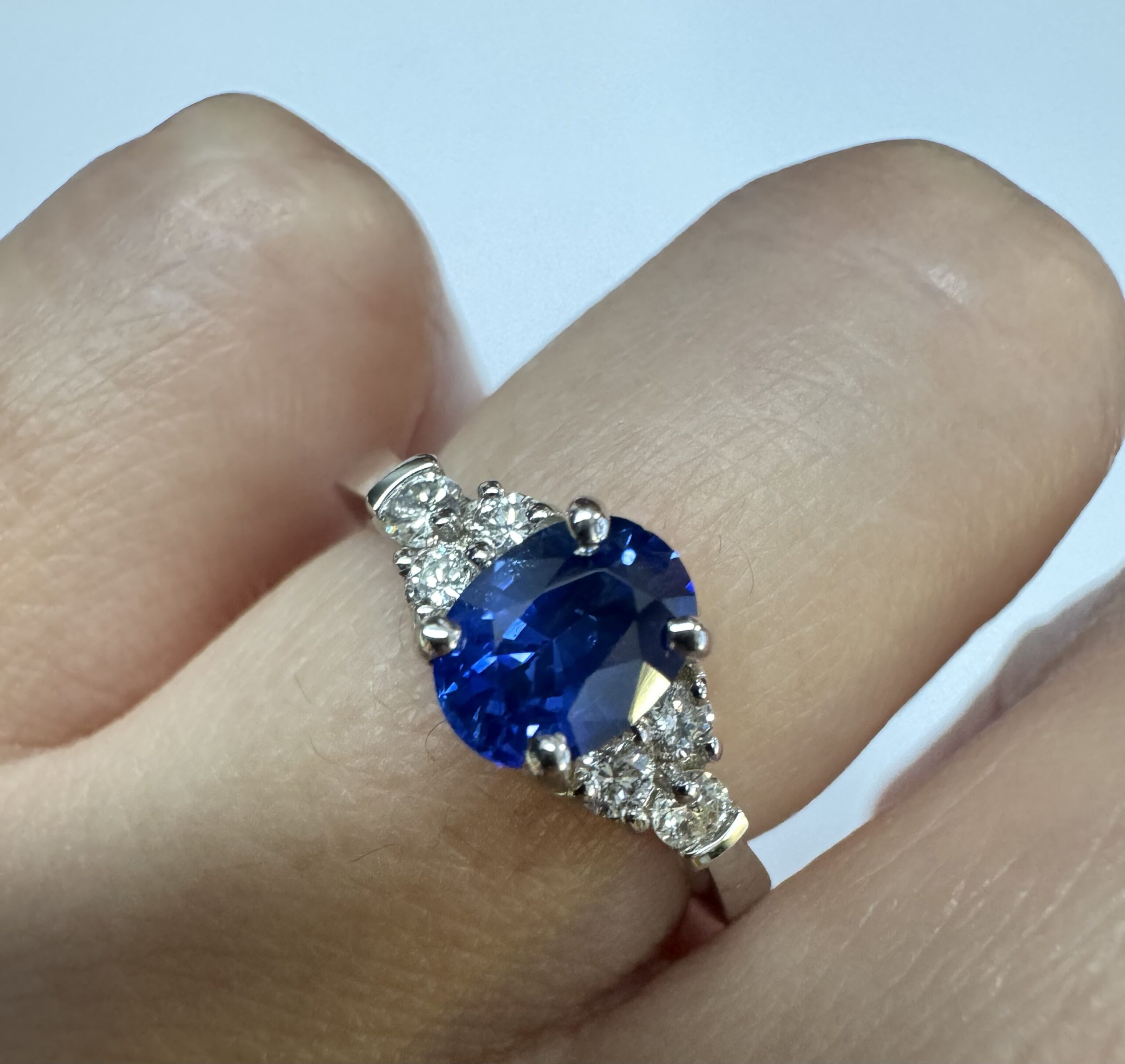 14k White Gold Genuine 1.26 Cttw Sapphire & .29 Cttw Diamond Ring - Image 25