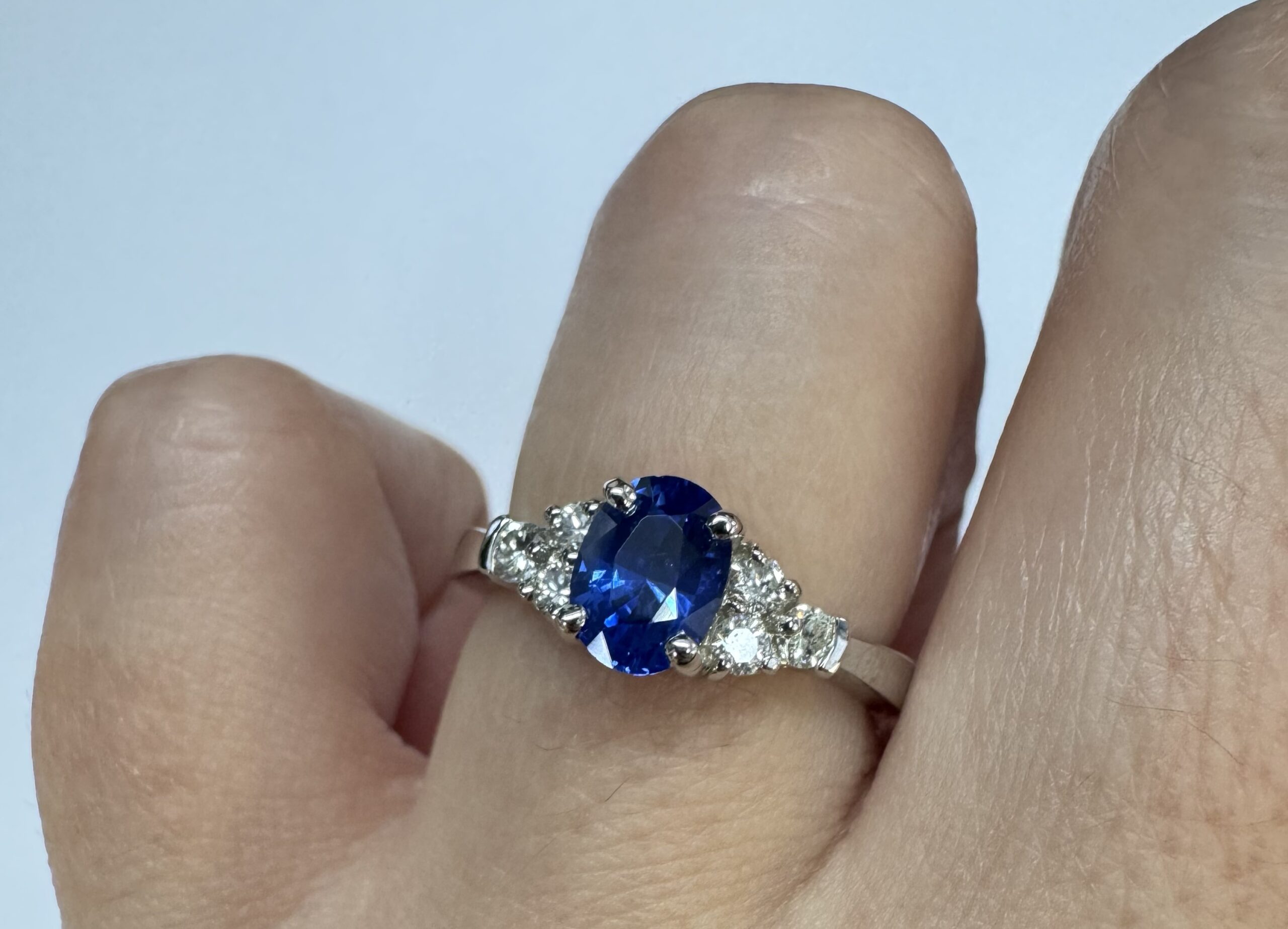 14k White Gold Genuine 1.26 Cttw Sapphire & .29 Cttw Diamond Ring - Image 32