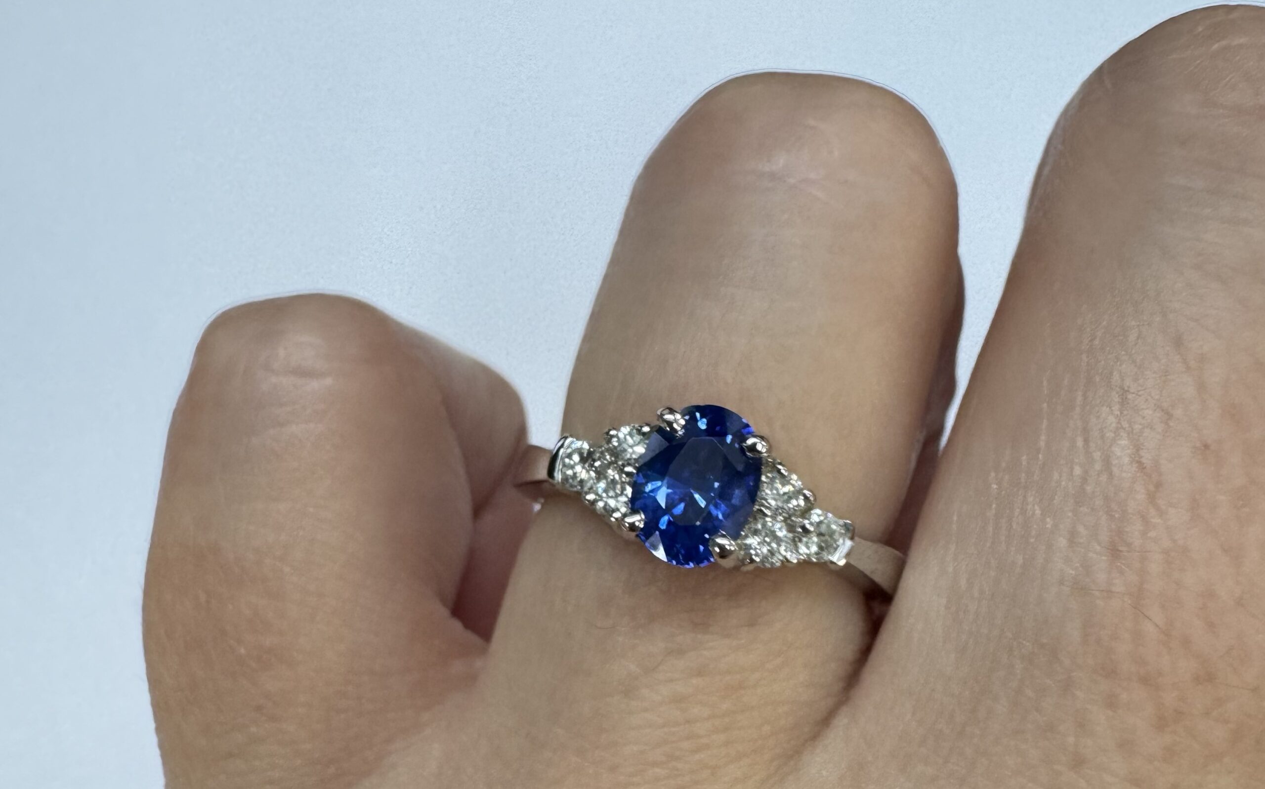 14k White Gold Genuine 1.26 Cttw Sapphire & .29 Cttw Diamond Ring - Image 33
