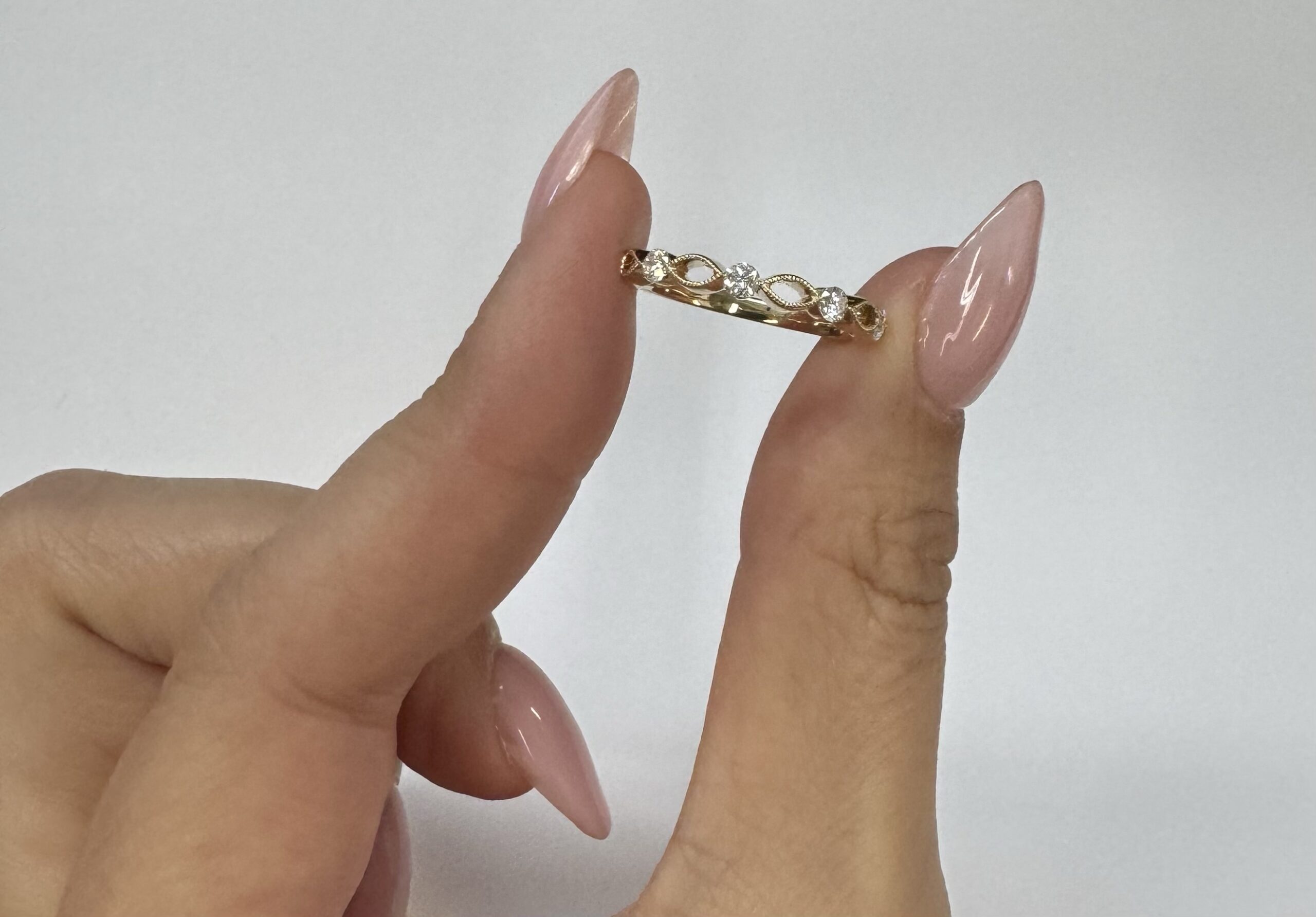 14k Yellow Gold .28 Cttw Genuine Round Brilliant Cut Diamond 4 Stone Band - Image 5