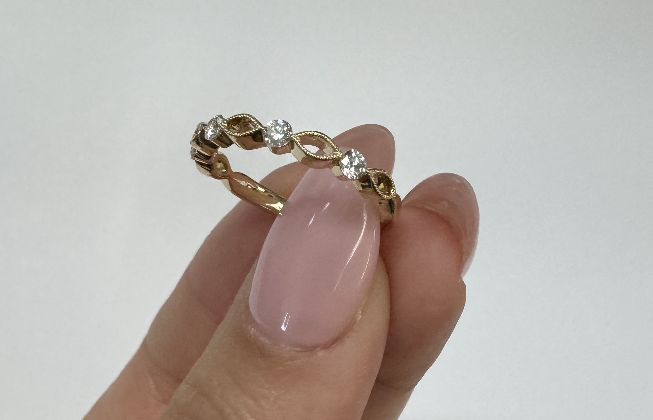 14k Yellow Gold .28 Cttw Genuine Round Brilliant Cut Diamond 4 Stone Band - Image 14